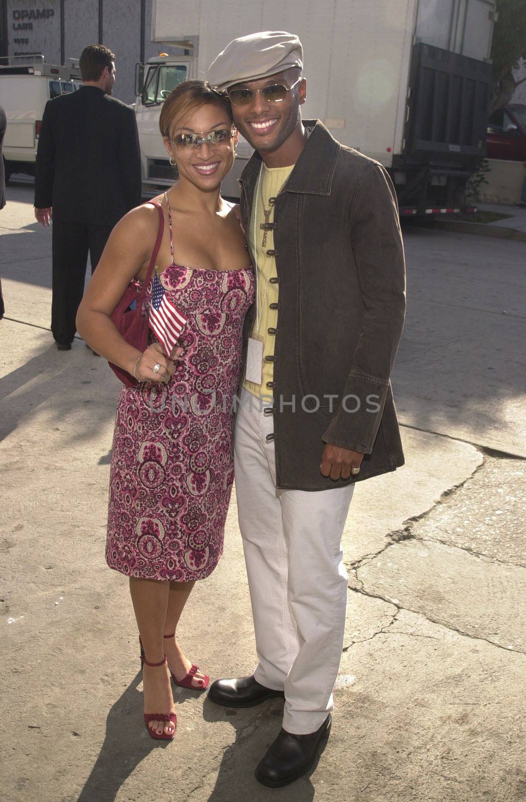 CHANTE MOORE and KENNY LATIMORE at the celebrity recording of "We Are Family" to benefit the victims of New York's 9-11 tragedy, 09-23-01