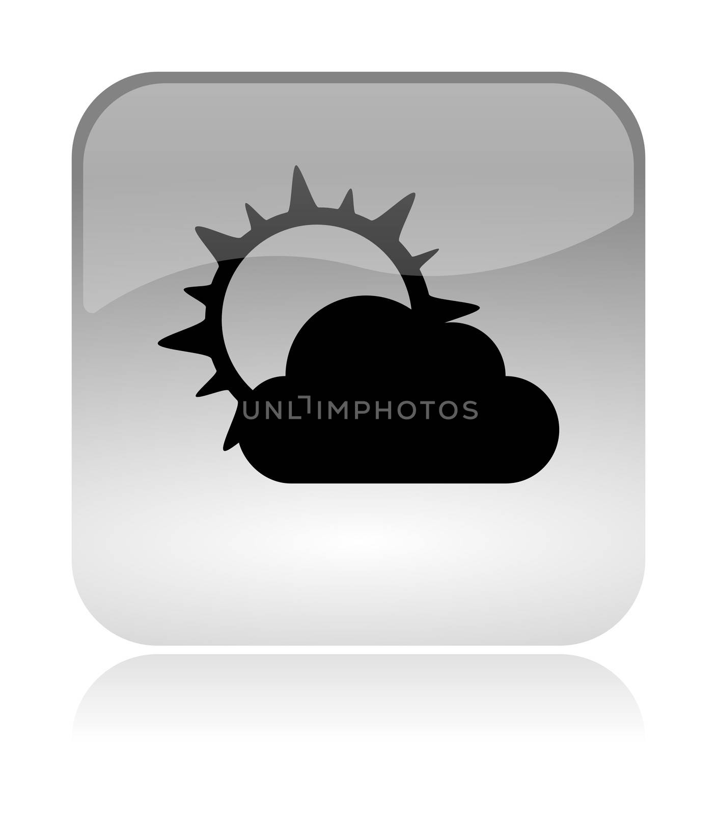 Weather App Rounded Square Icon with Reflection Illustration Isolated on White Background