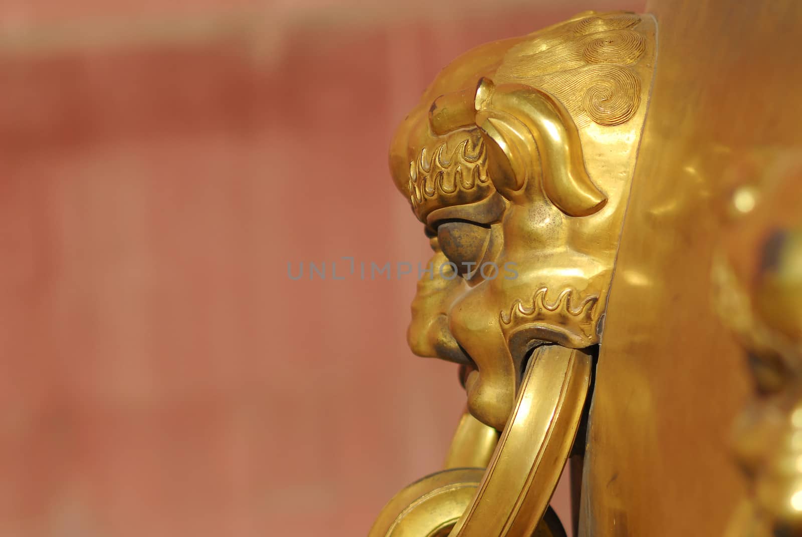 Golden dragon handle from Forbidden City in Beijing.