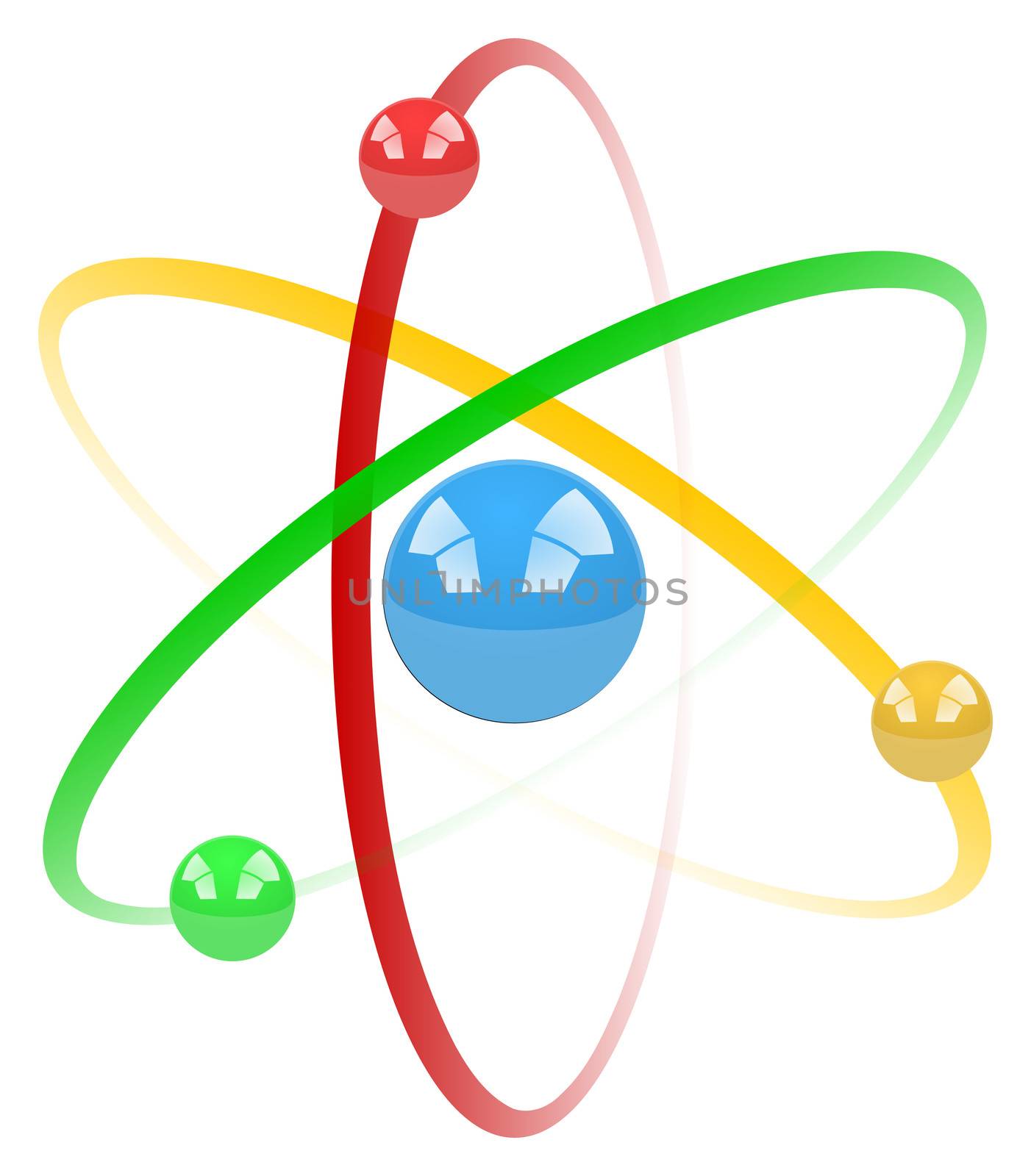 Colorful Atom Illustration Isolated on White Background