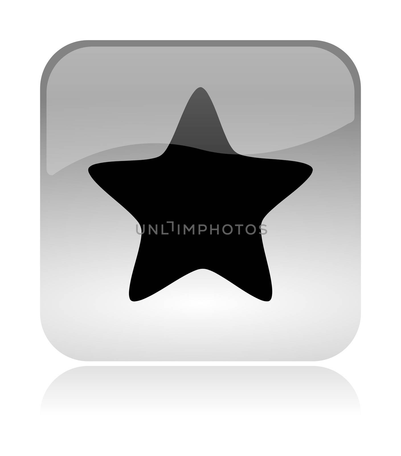 Star App Rounded Square Icon with Reflection Illustration Isolated on White Background