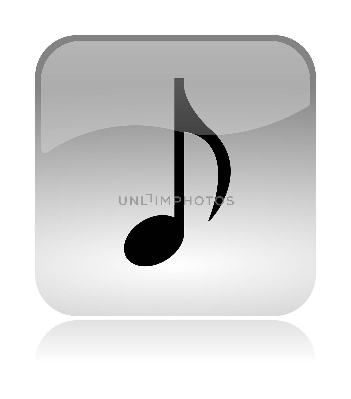 Notation Music App Rounded Square Icon with Reflection Illustration Isolated on White Background