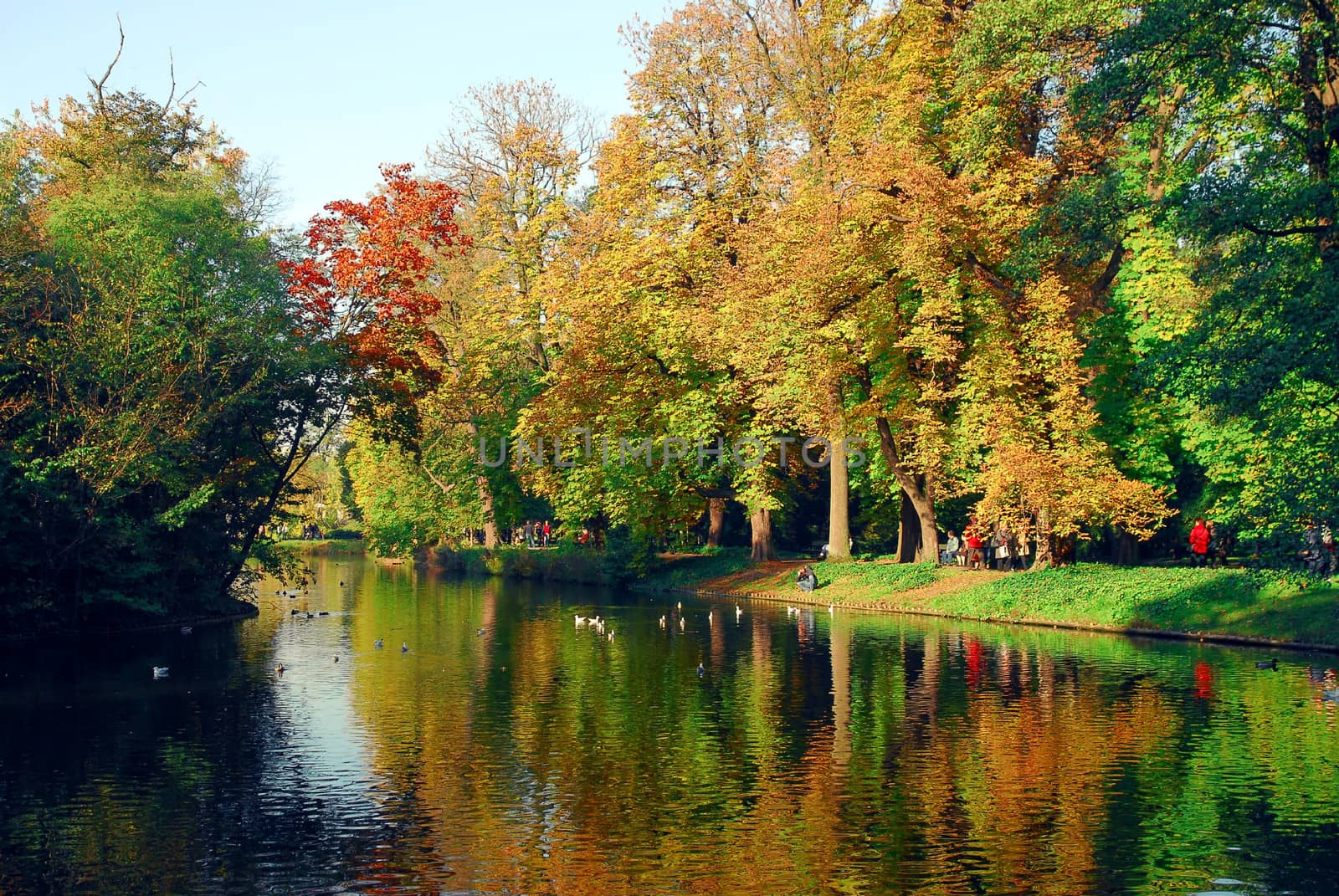 Royal Park in Lazienki in Warsaw. Autumn time.