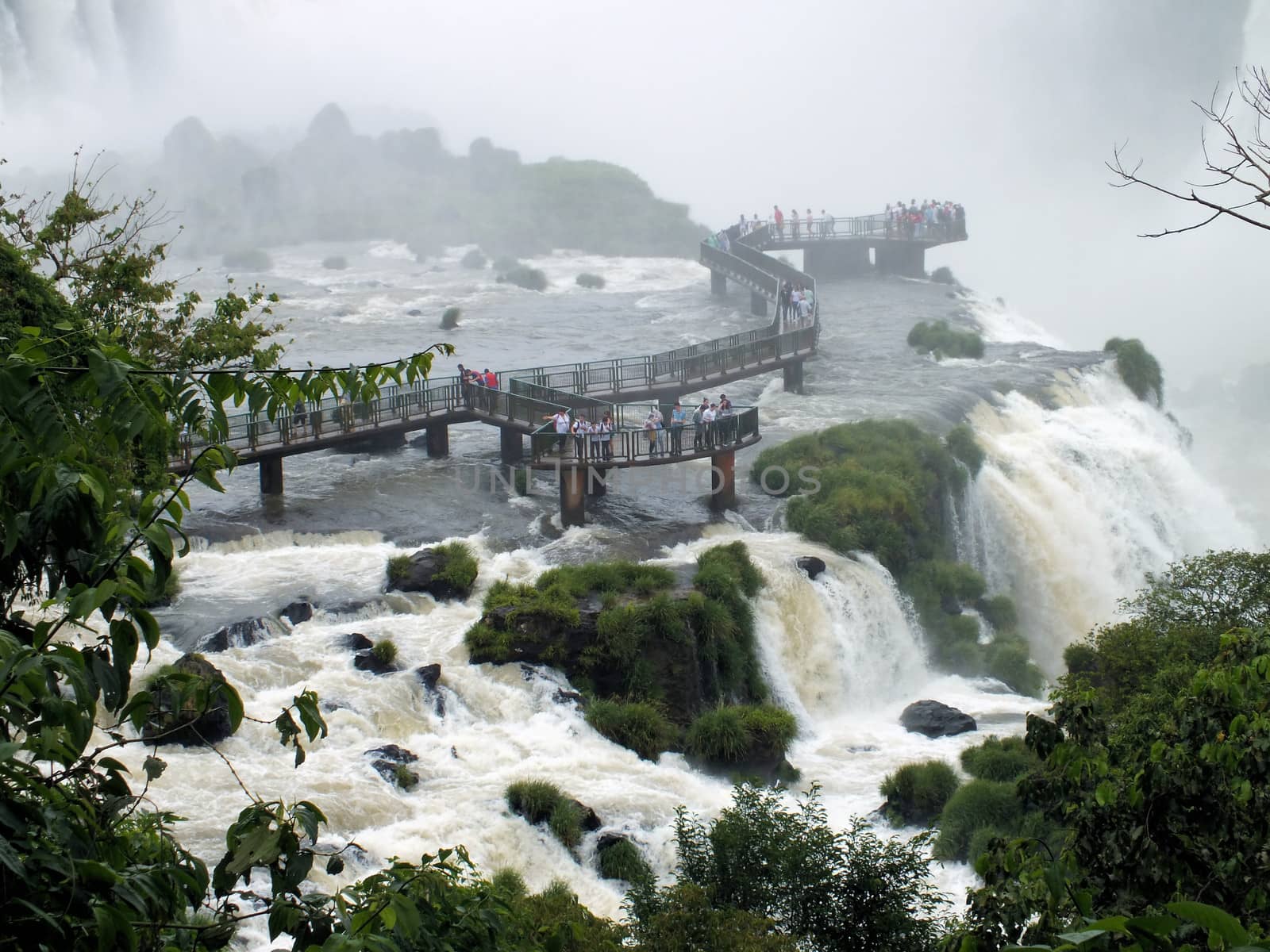 It is possible to walk to the bottom of the Santa Maria Falls on the Brazilian side of the Iguazu Falls. The Iguazu National Park is a UNESCO World Heritage listed site and a popular tourist attraction on the border between Brazil and Argentina.
