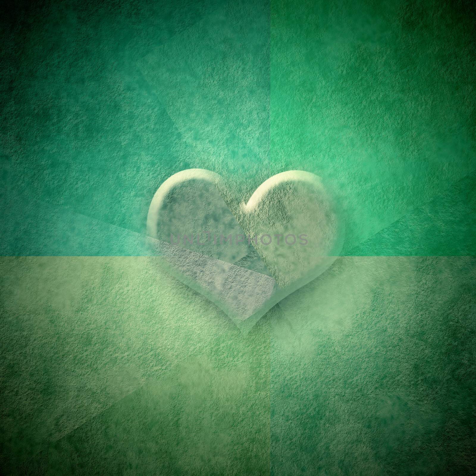 green background romantic heart card,copy space