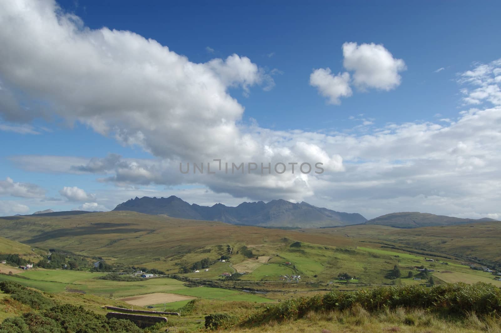 The Cuillins of Skye from a viewpoint near Carbostmore on the west coast