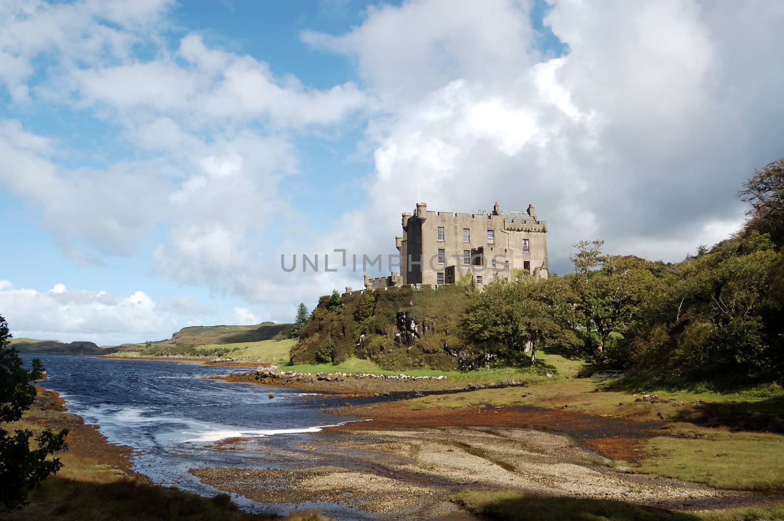Dunvegan Castle and harbour on the Island of Skye, Scotland