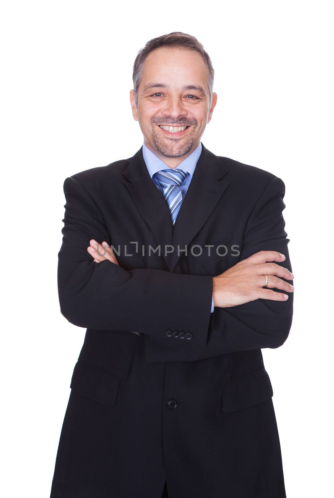 Portrait Of A Happy Business Man Isolated On White Background