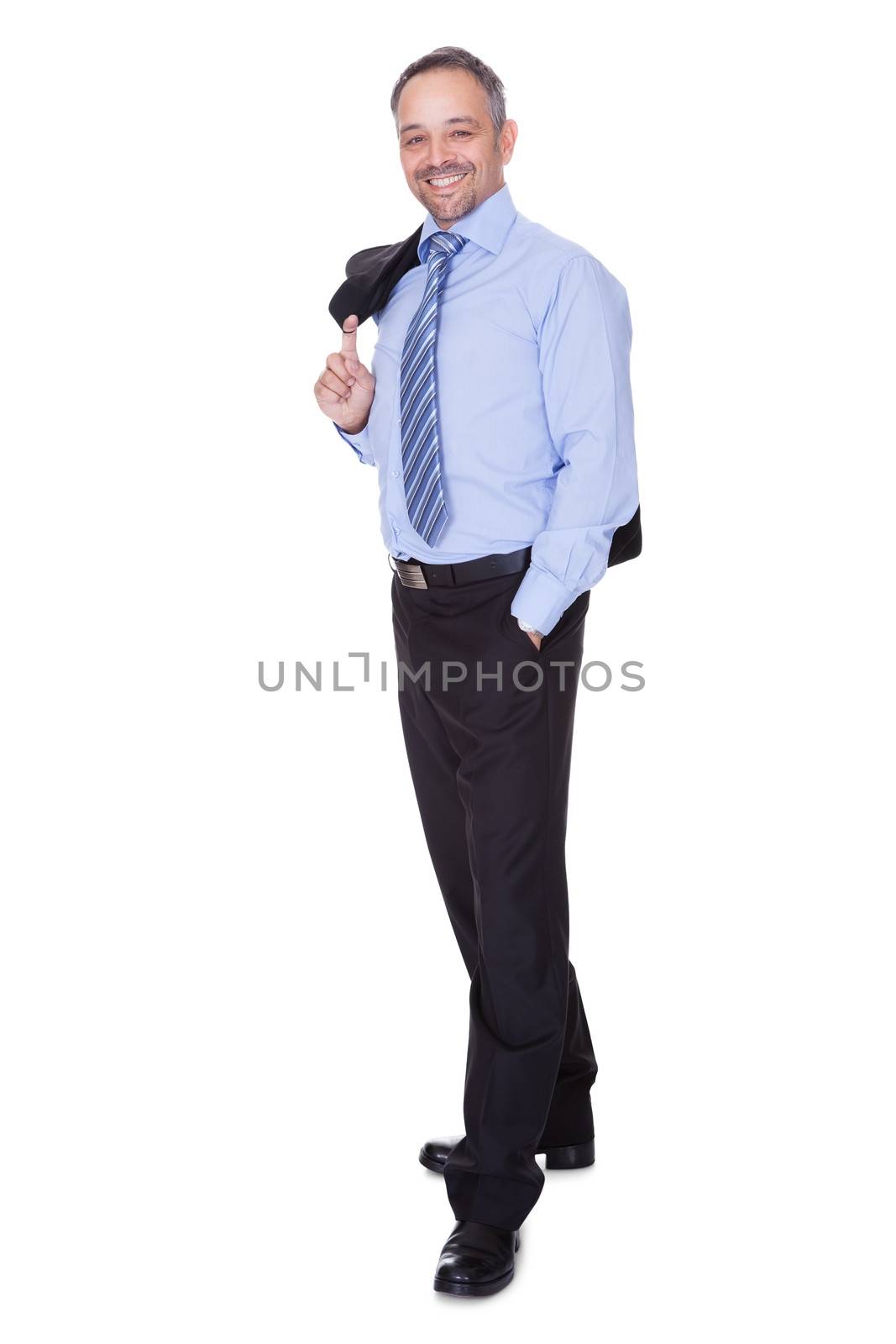 Portrait Of A Happy Business Man Isolated On White Background
