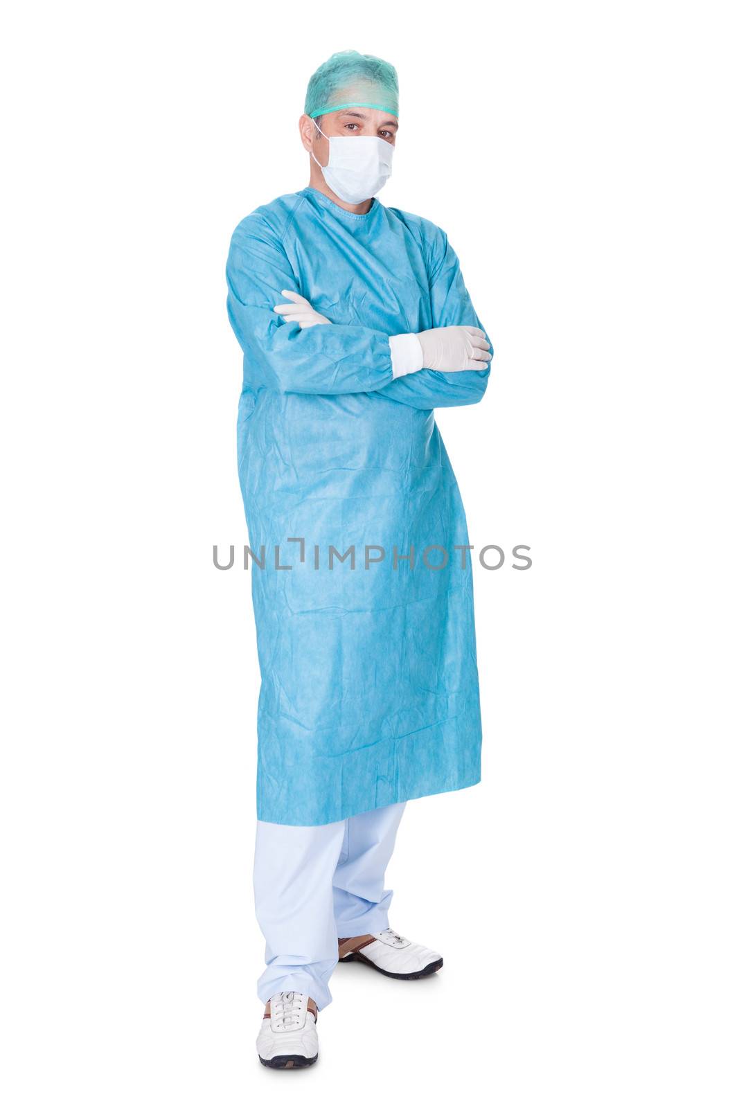 Portrait Of Confident Doctor On White Background