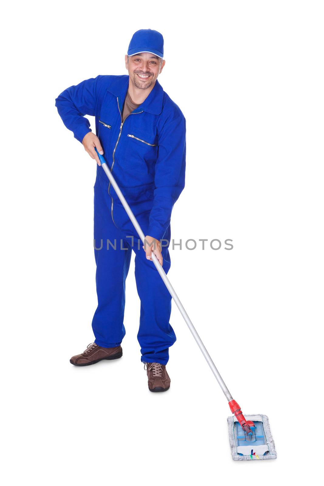 Happy Sweeper Cleaning Floor by AndreyPopov