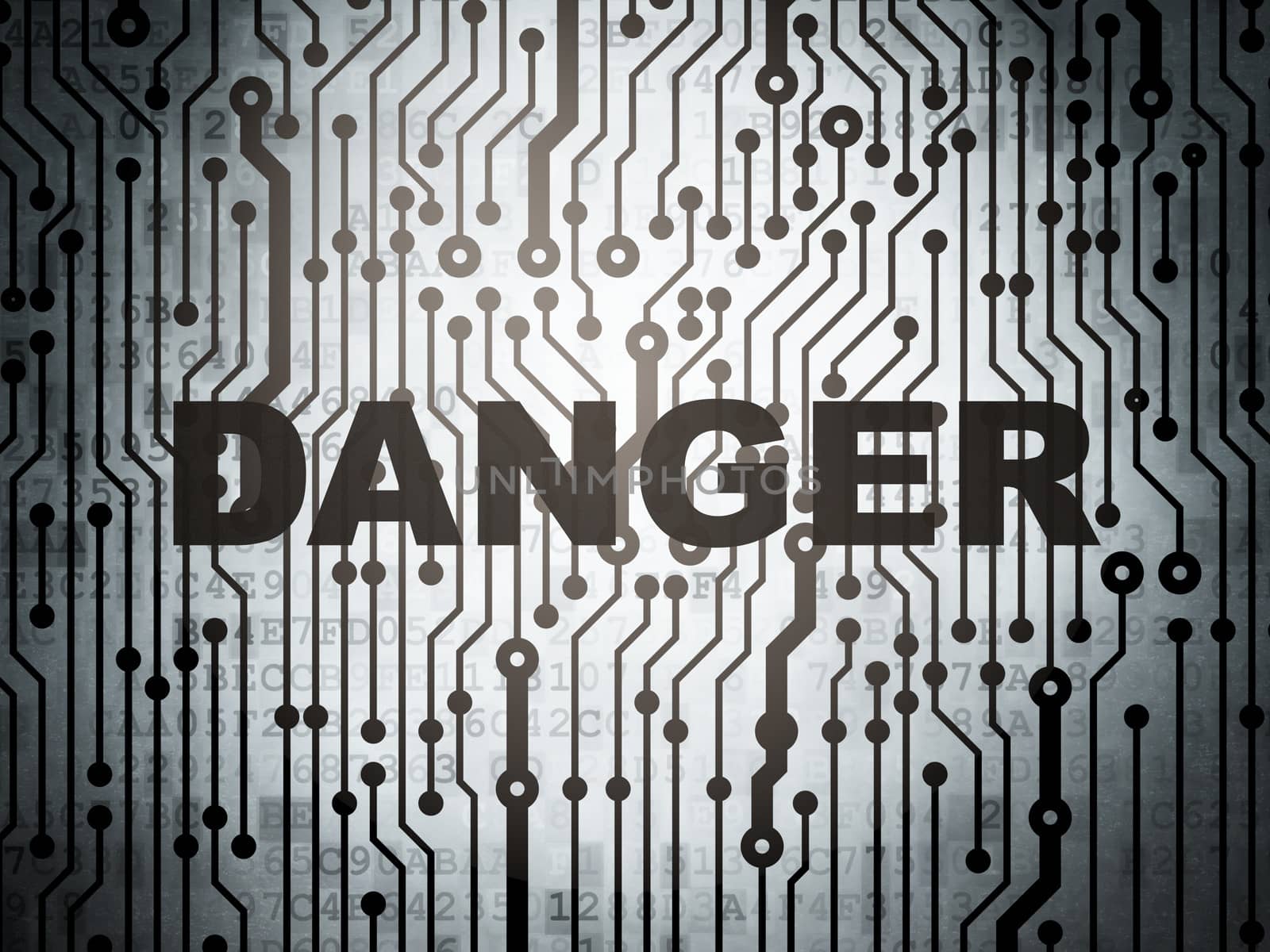 Privacy concept: circuit board with Danger by maxkabakov