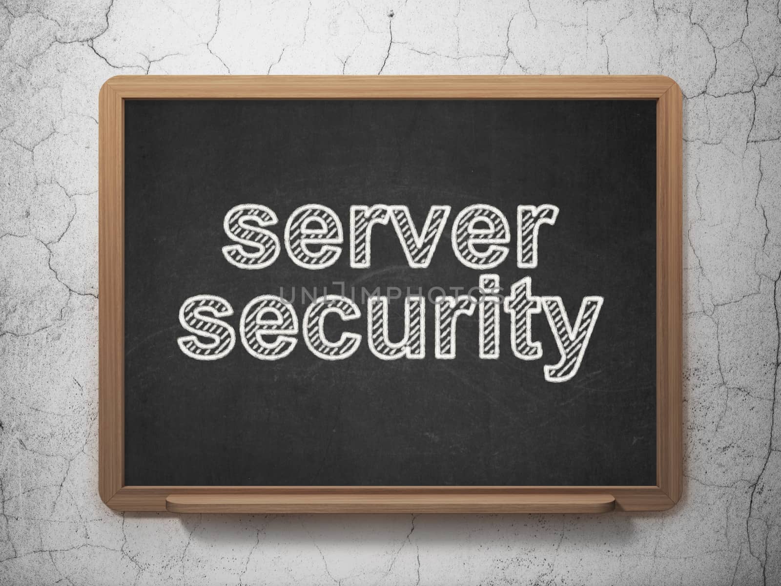 Protection concept: text Server Security on Black chalkboard on grunge wall background, 3d render