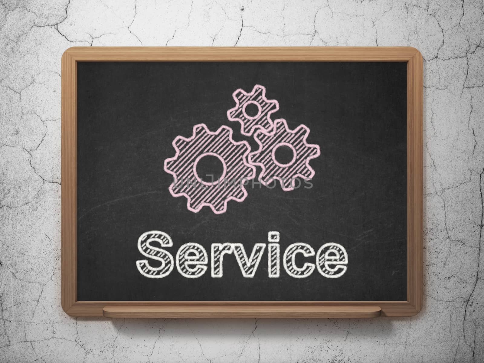 Business concept: Gears and Service on chalkboard background by maxkabakov