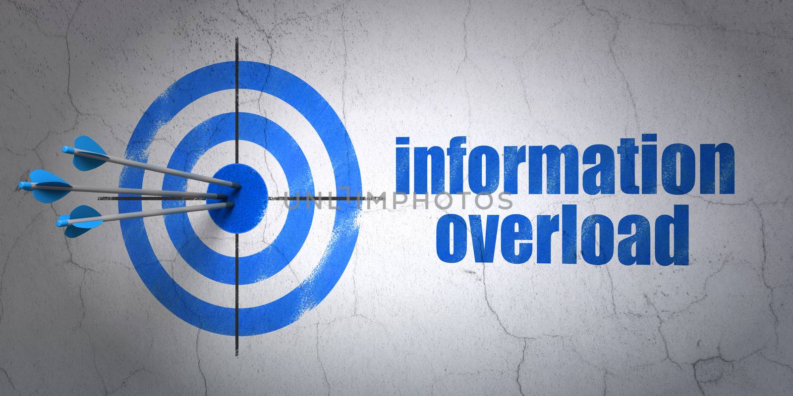 Information concept: target and Information Overload on wall background by maxkabakov