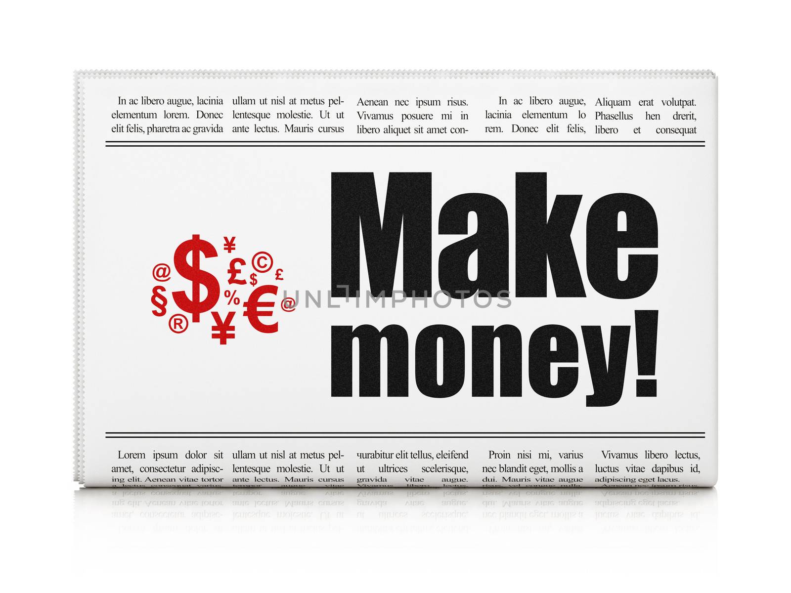 Business concept: newspaper with Make Money! and Finance Symbol by maxkabakov