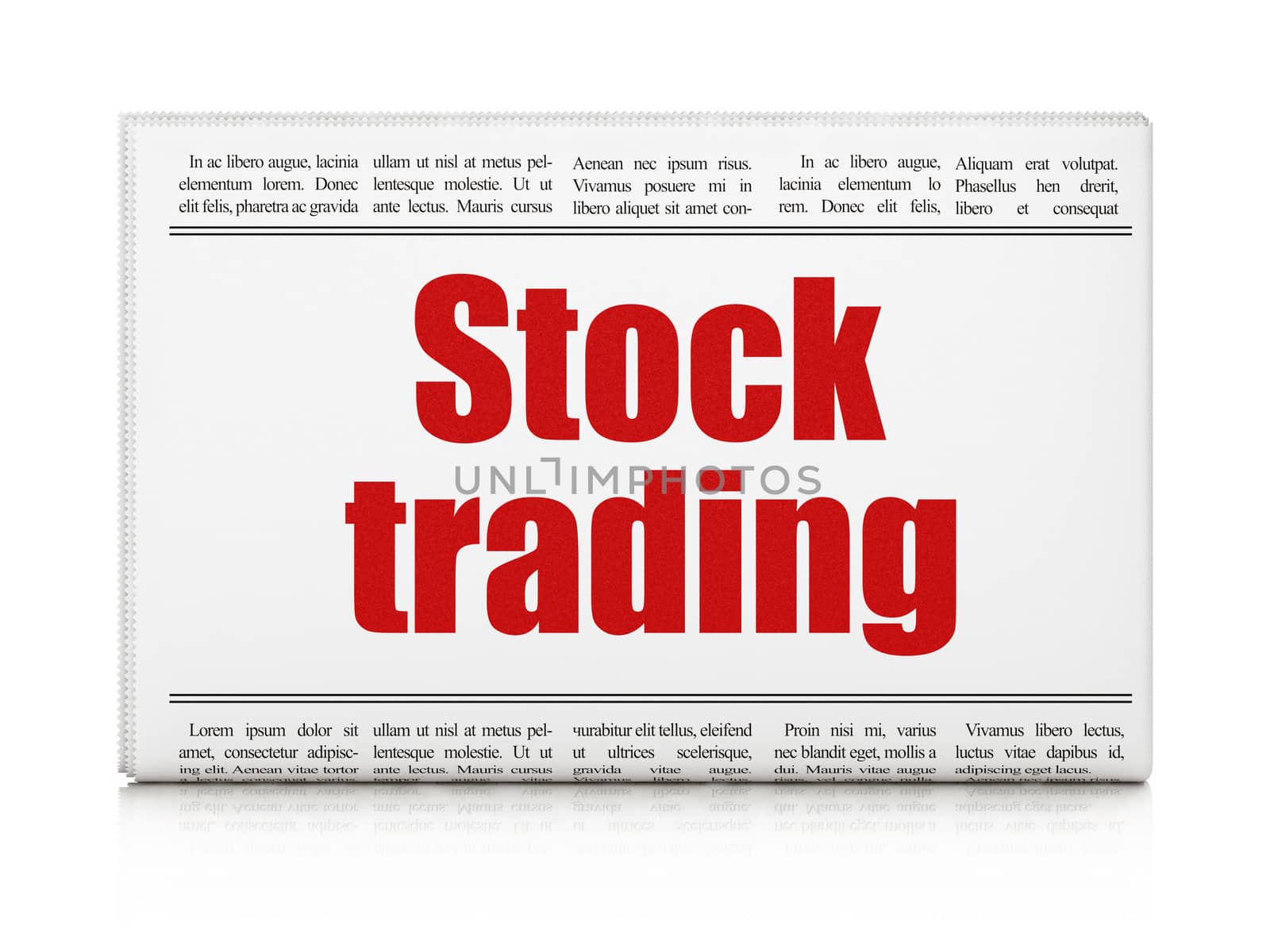 Business concept: newspaper headline Stock Trading on White background, 3d render