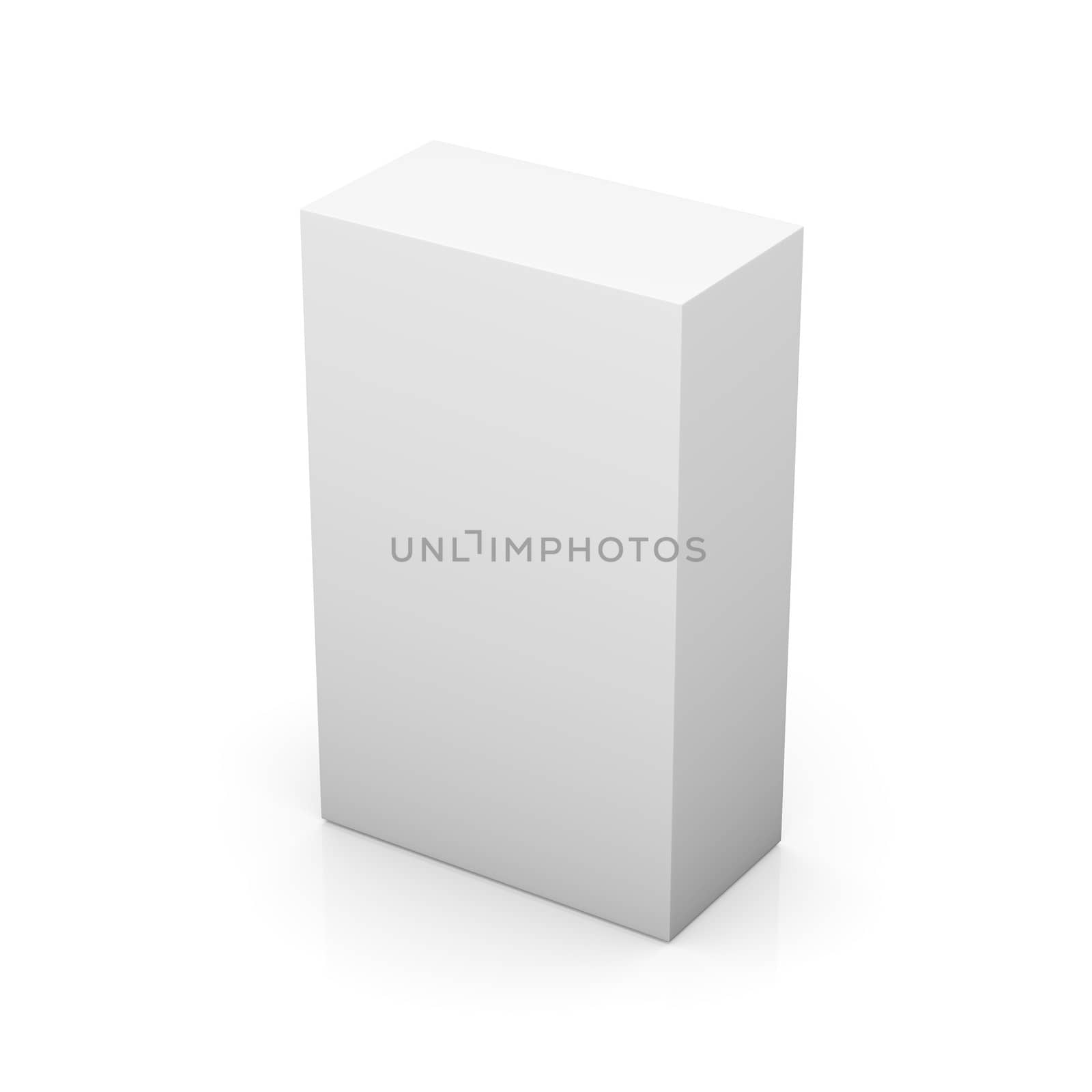 Blank box on white background with reflection