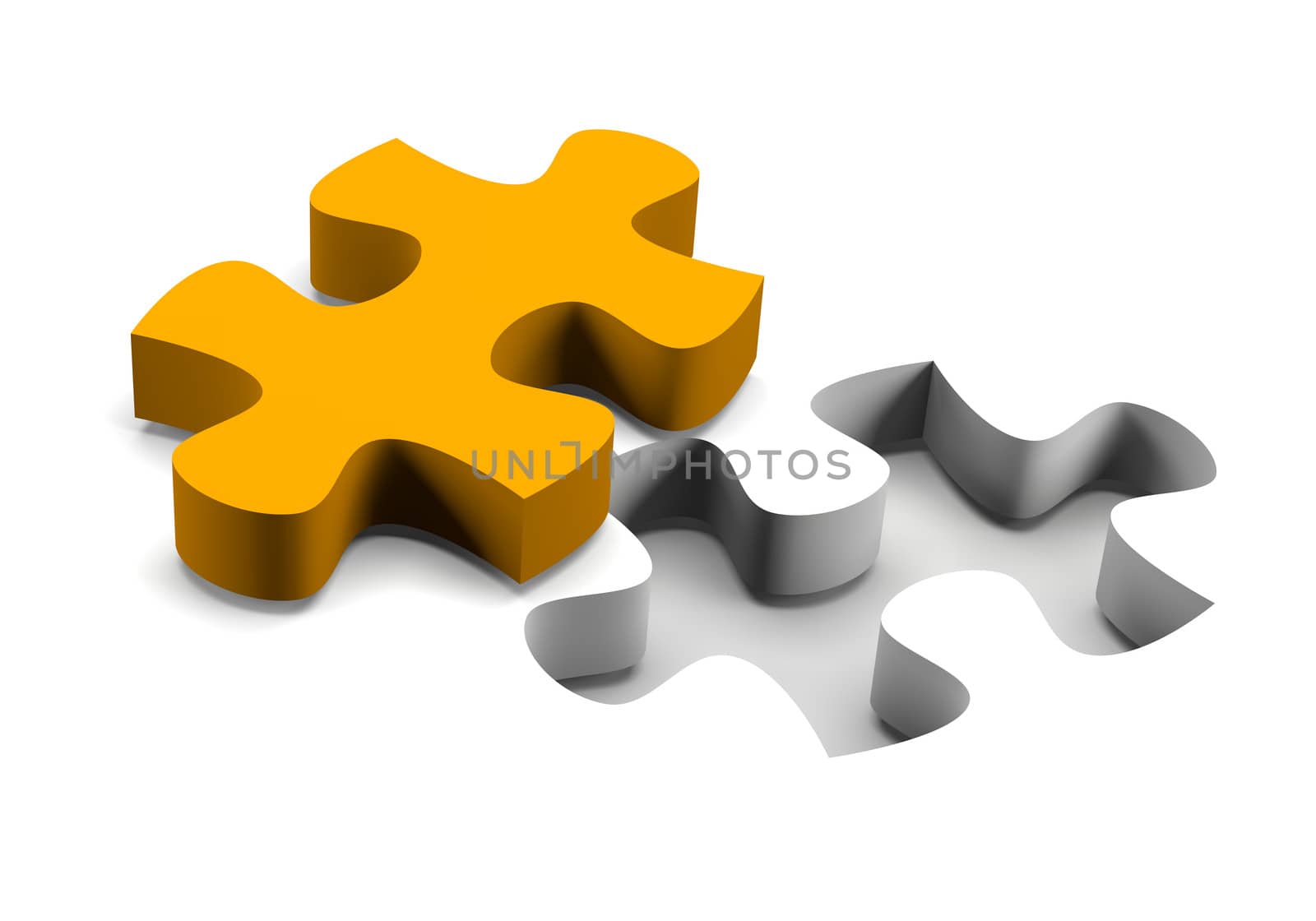 Orange puzzle piece solution concept by make