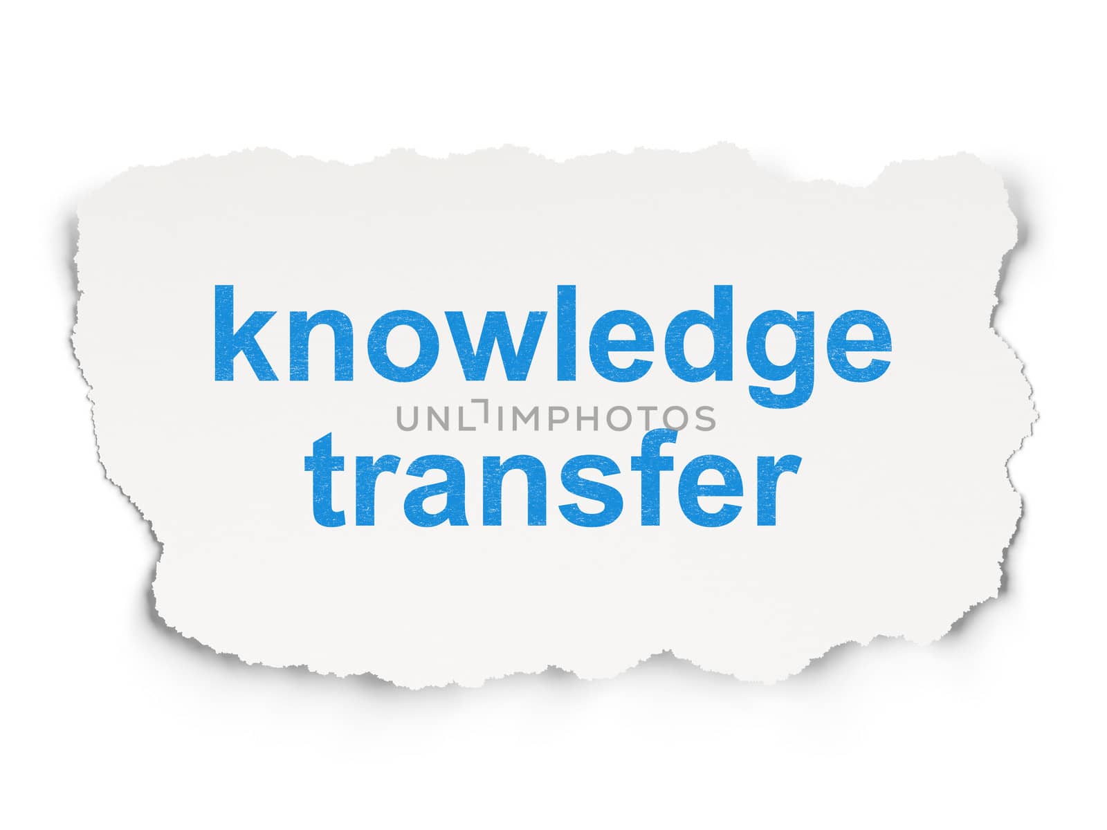 Education concept: torn paper with words Knowledge Transfer on Paper background, 3d render