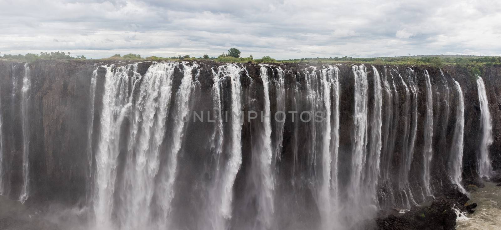 The Victoria Falls from air in Zimbabwe.