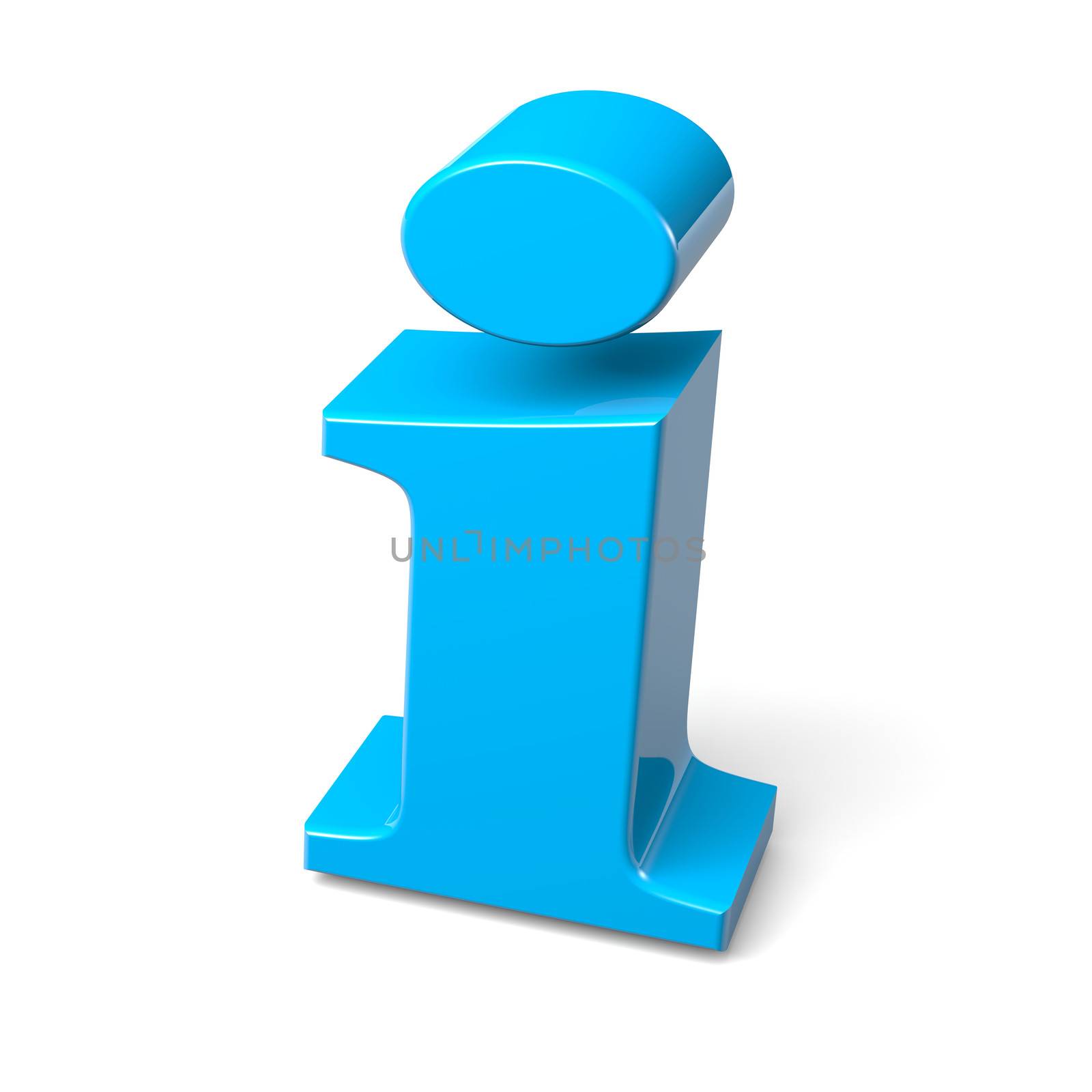 I Info Blue Letter 3D Illustration with Shadow on White Background