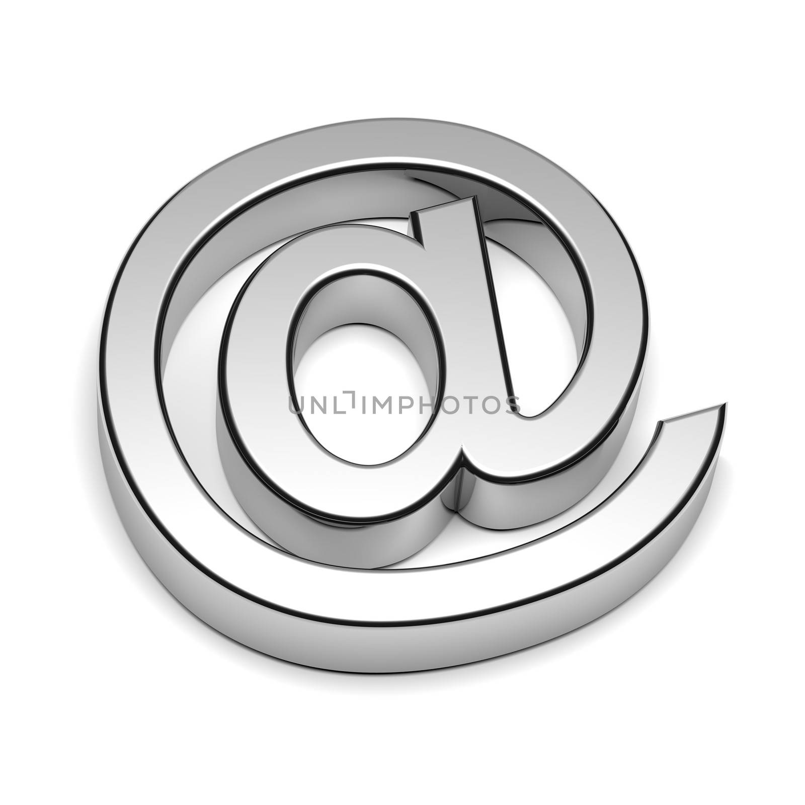 Email Chrome Sign Isolated on White Background with Shadow 3D illustration