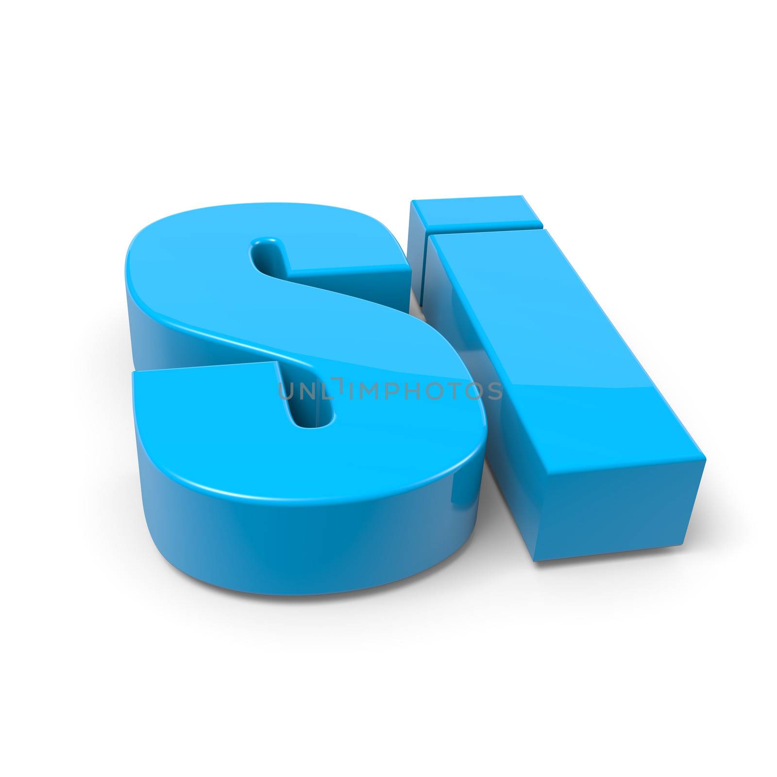 Yes Italian Blue Text on White Background with Shadow 3D Illustration