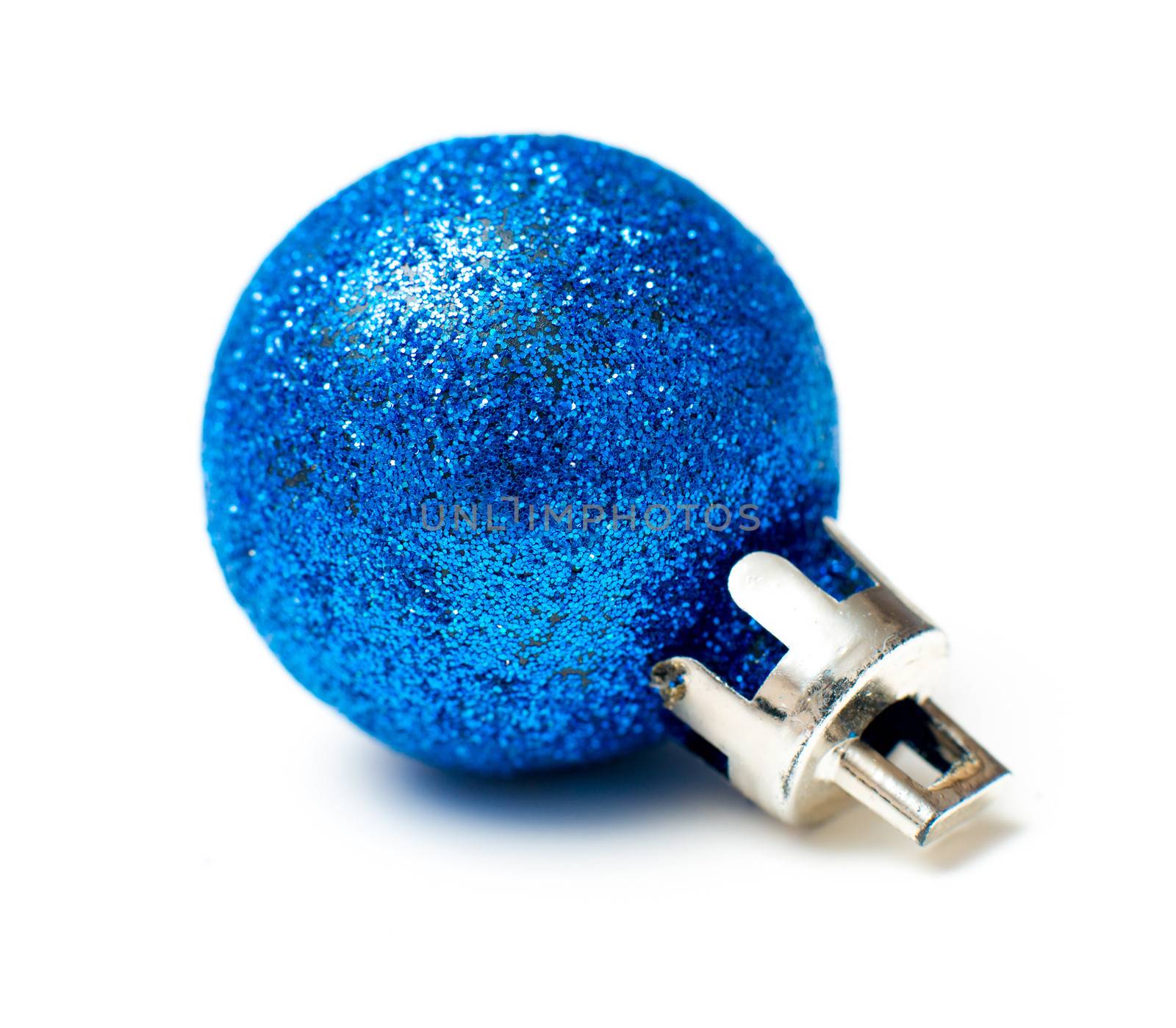 Blue Christmas ball isolated on white background