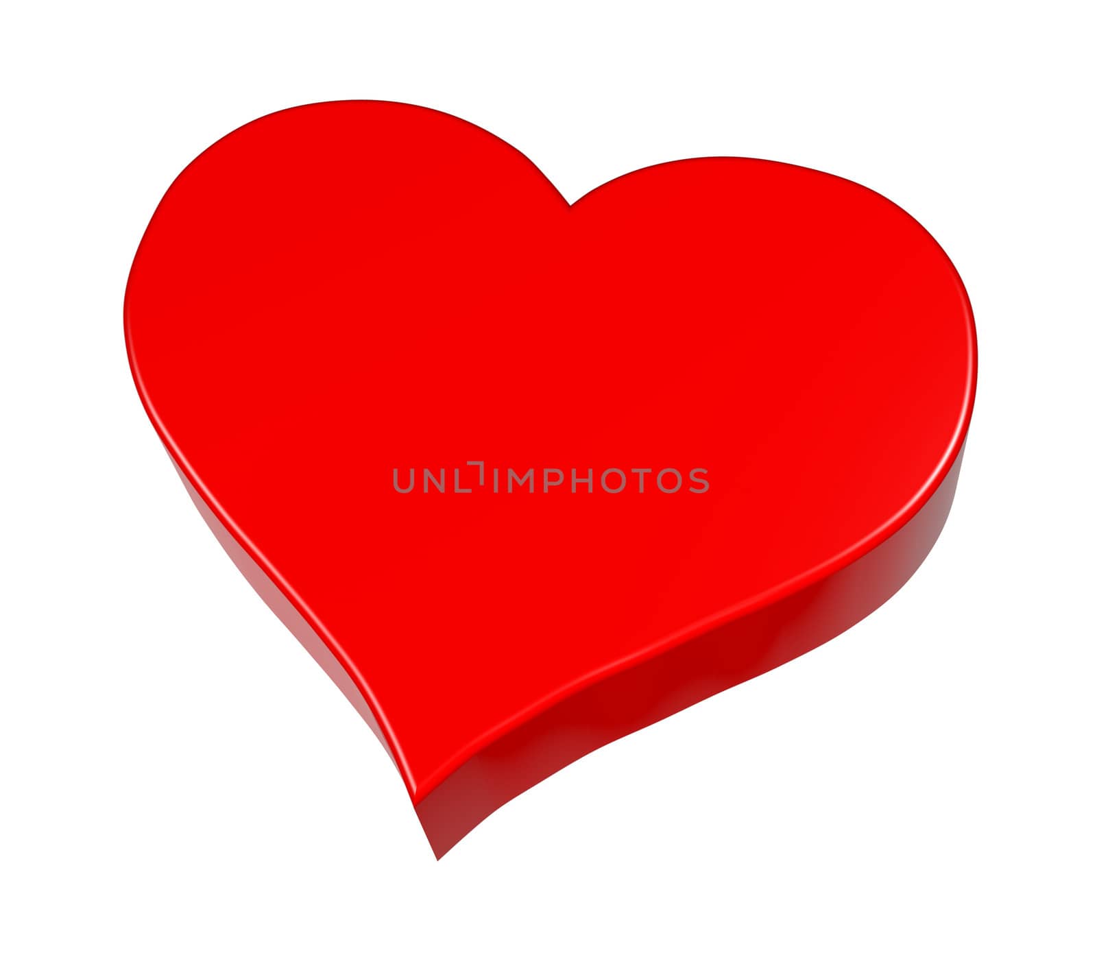 Red Heart Isolated on White Background 3D Illustration