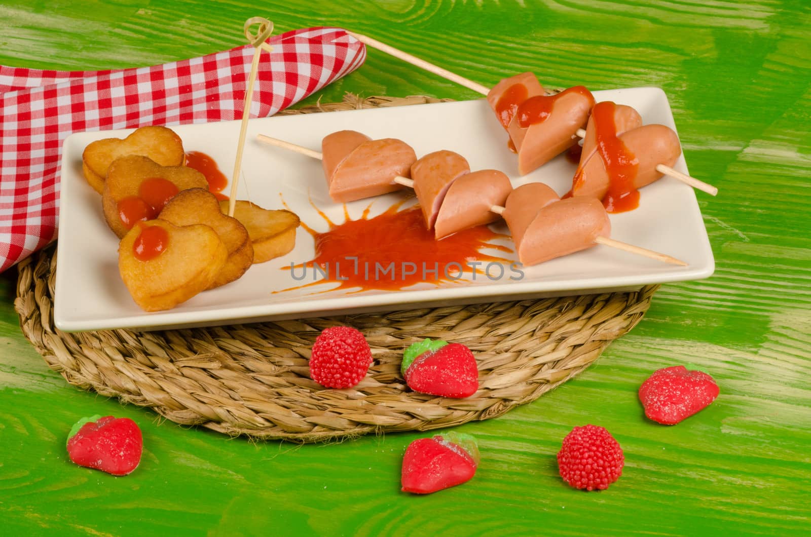 Fast food in heart shapes for Valentines day