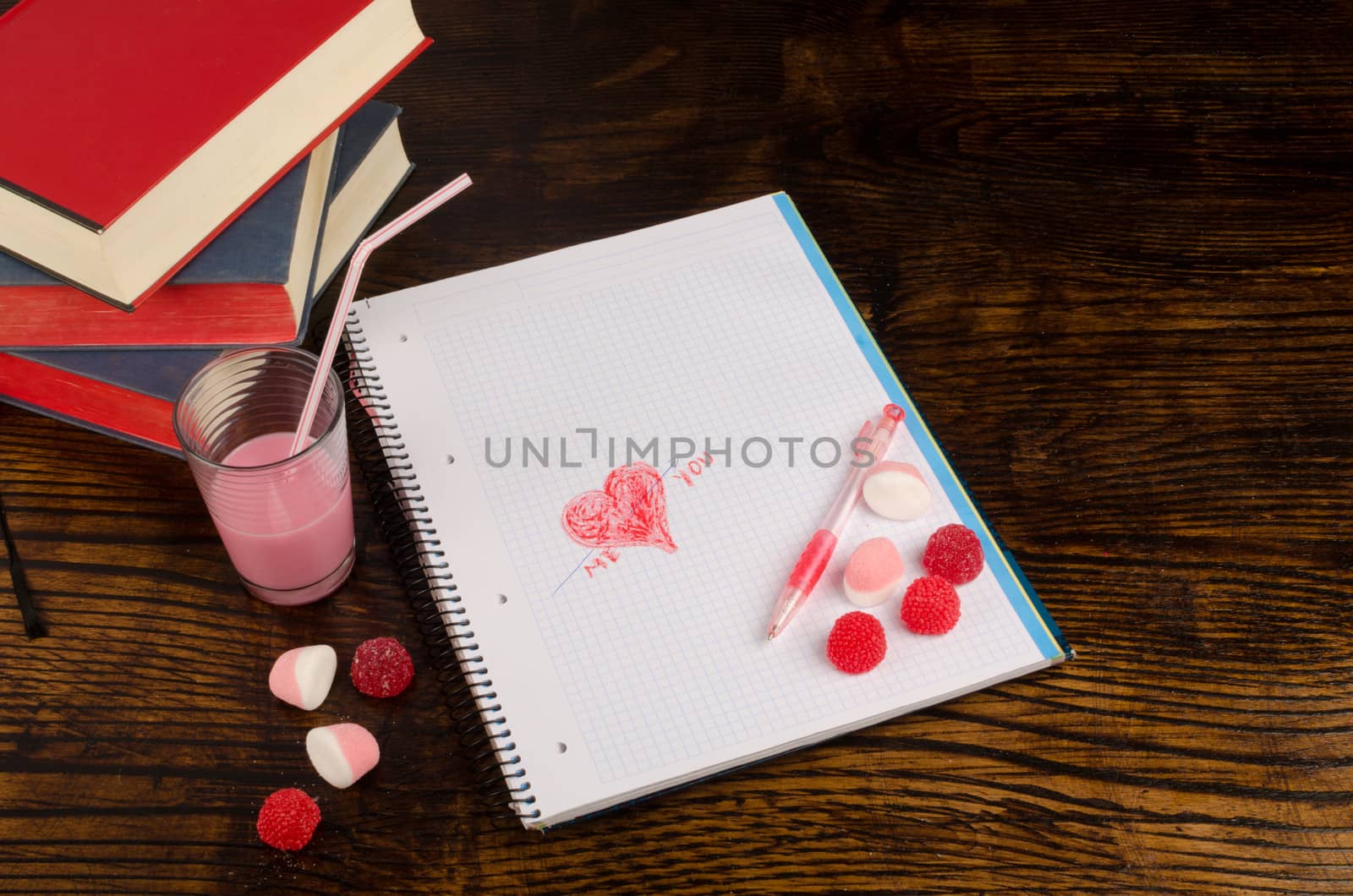 Valentines at college, a romantic still life