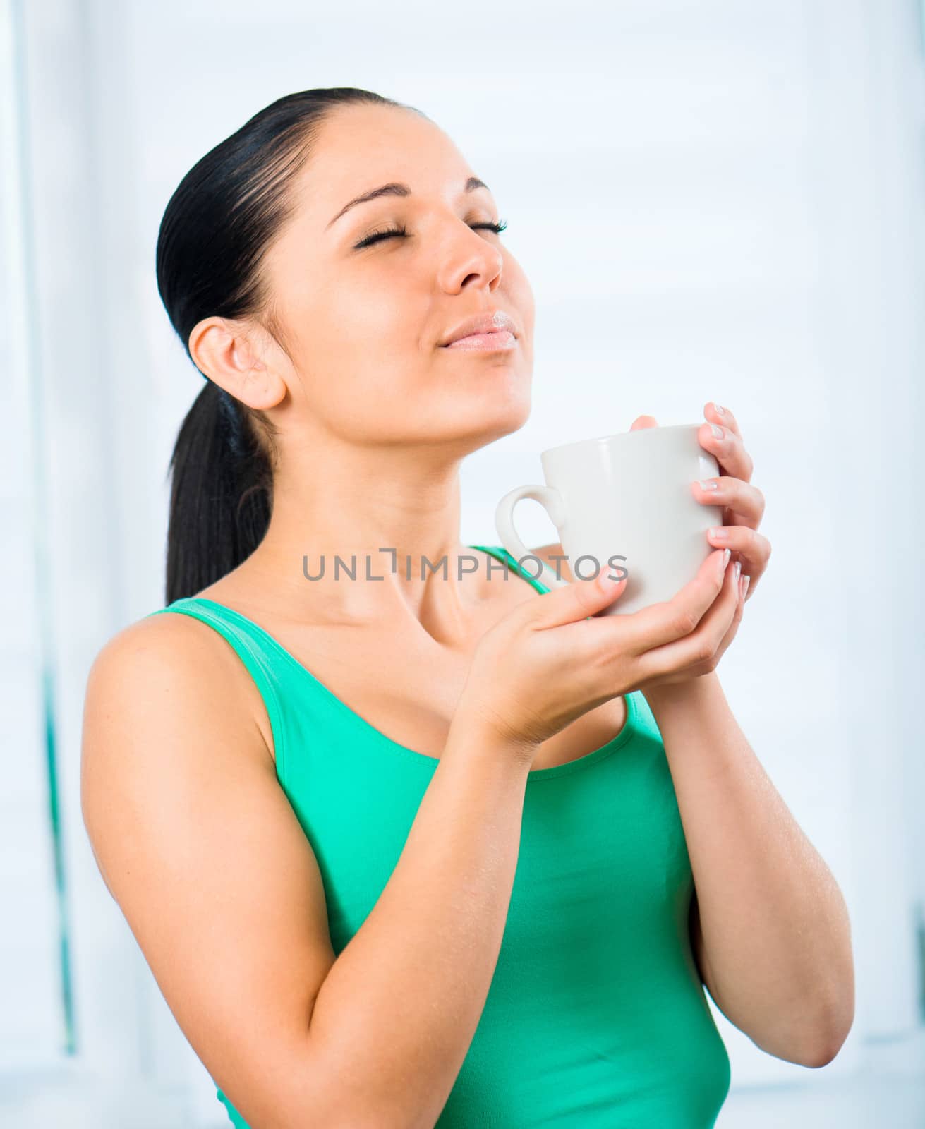 girl with white cup