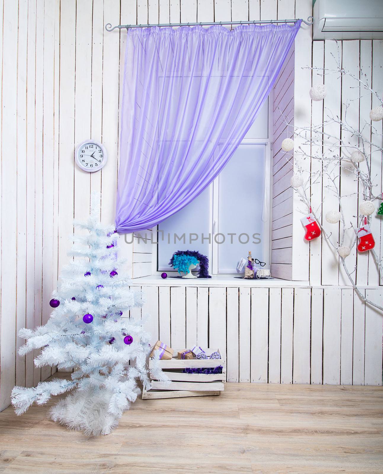 interior with white Christmas tree by GekaSkr