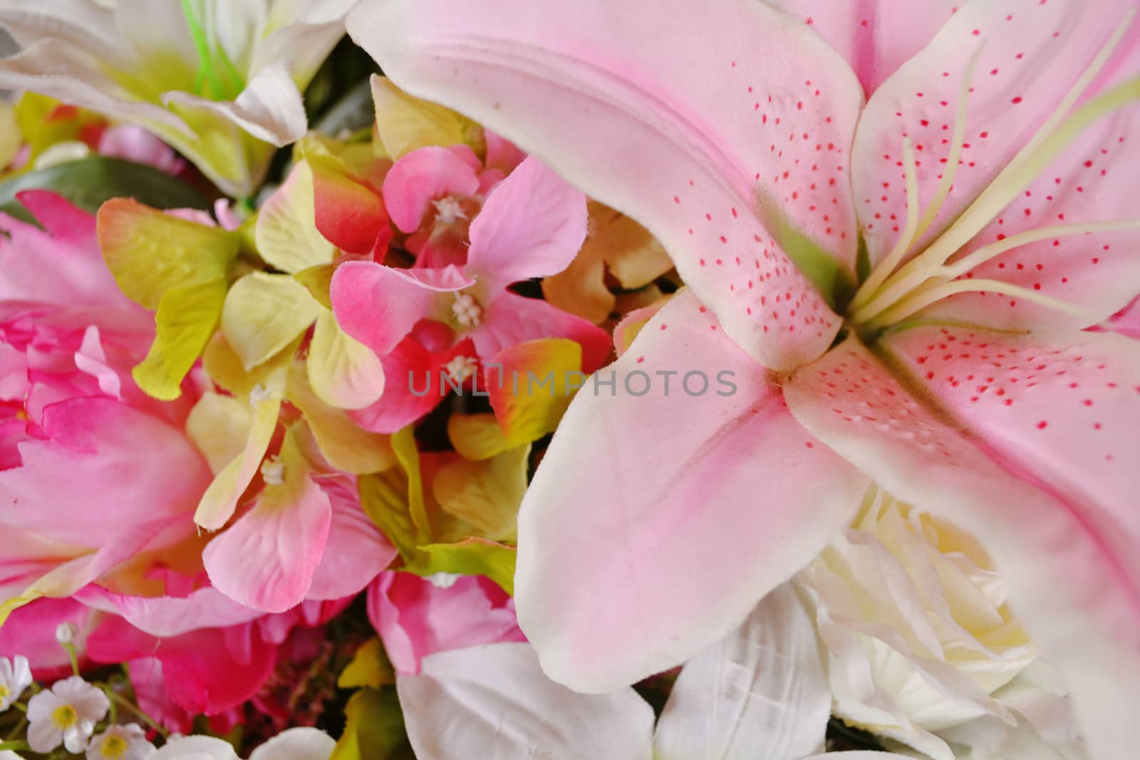 colorful of bouquet plastic flowers in Valentine's Day