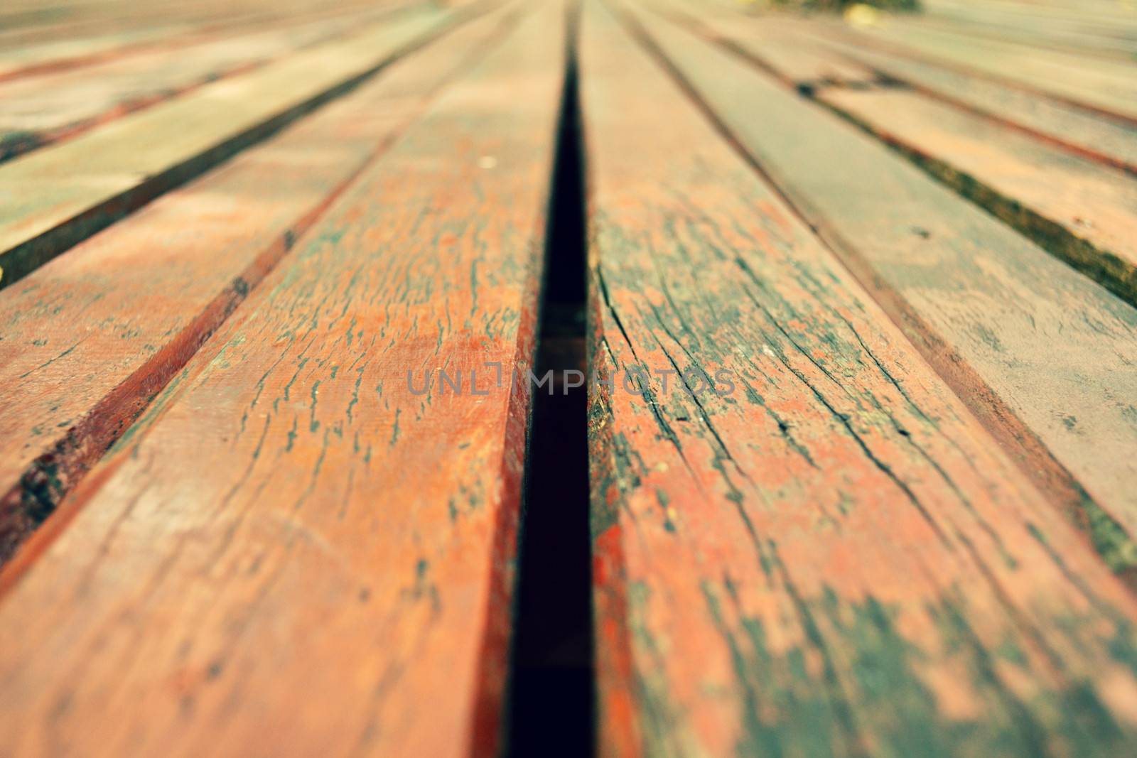 Brown wood flooring in the park.