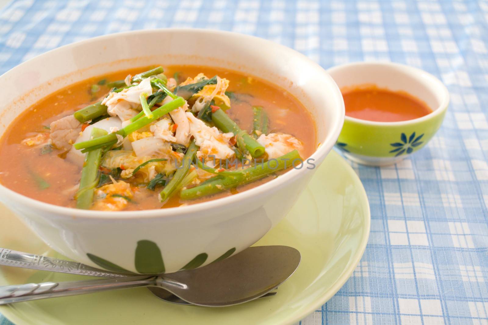 Suki Seafood on table in Thailand