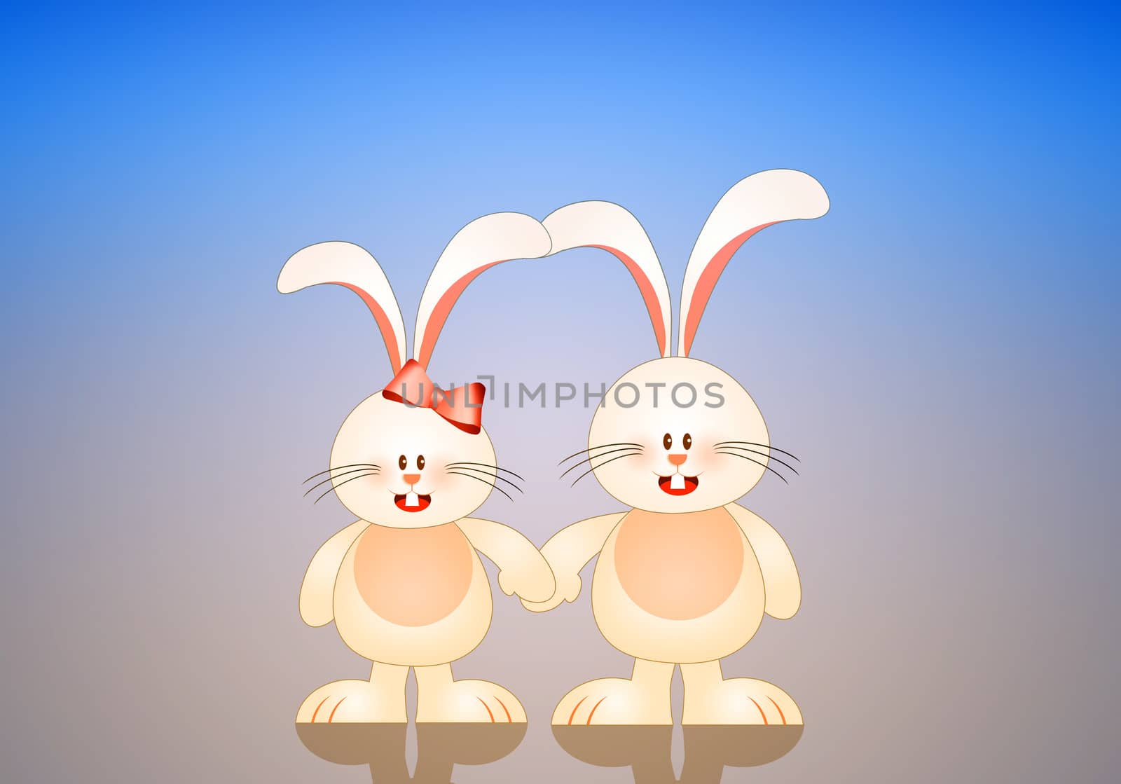Two bunnies in love for Valentine's Day