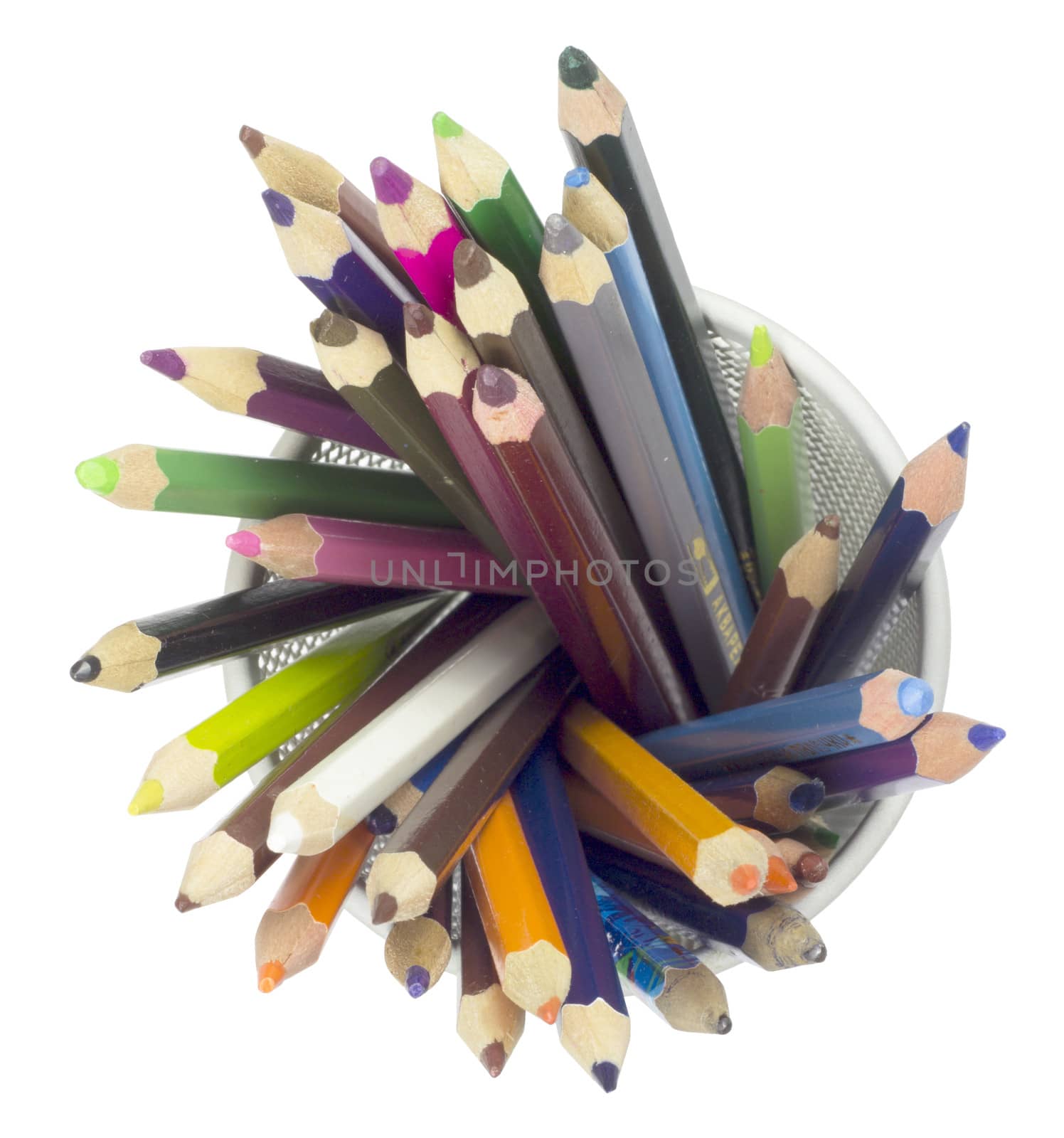 Pencils in a pencil cup by cherezoff