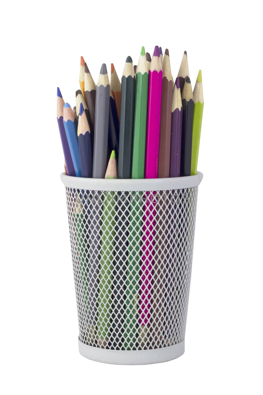 Pencils in a pencil cup by cherezoff