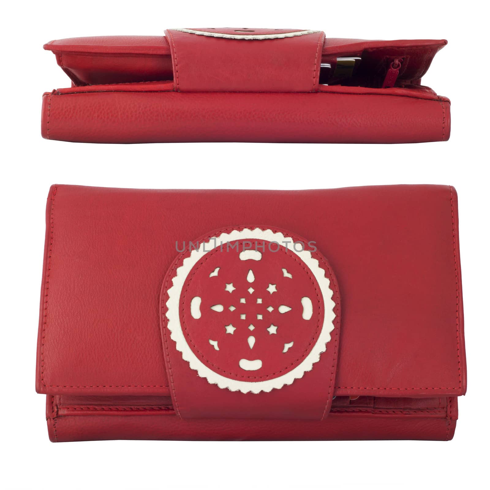 Women's leather wallet red by cherezoff