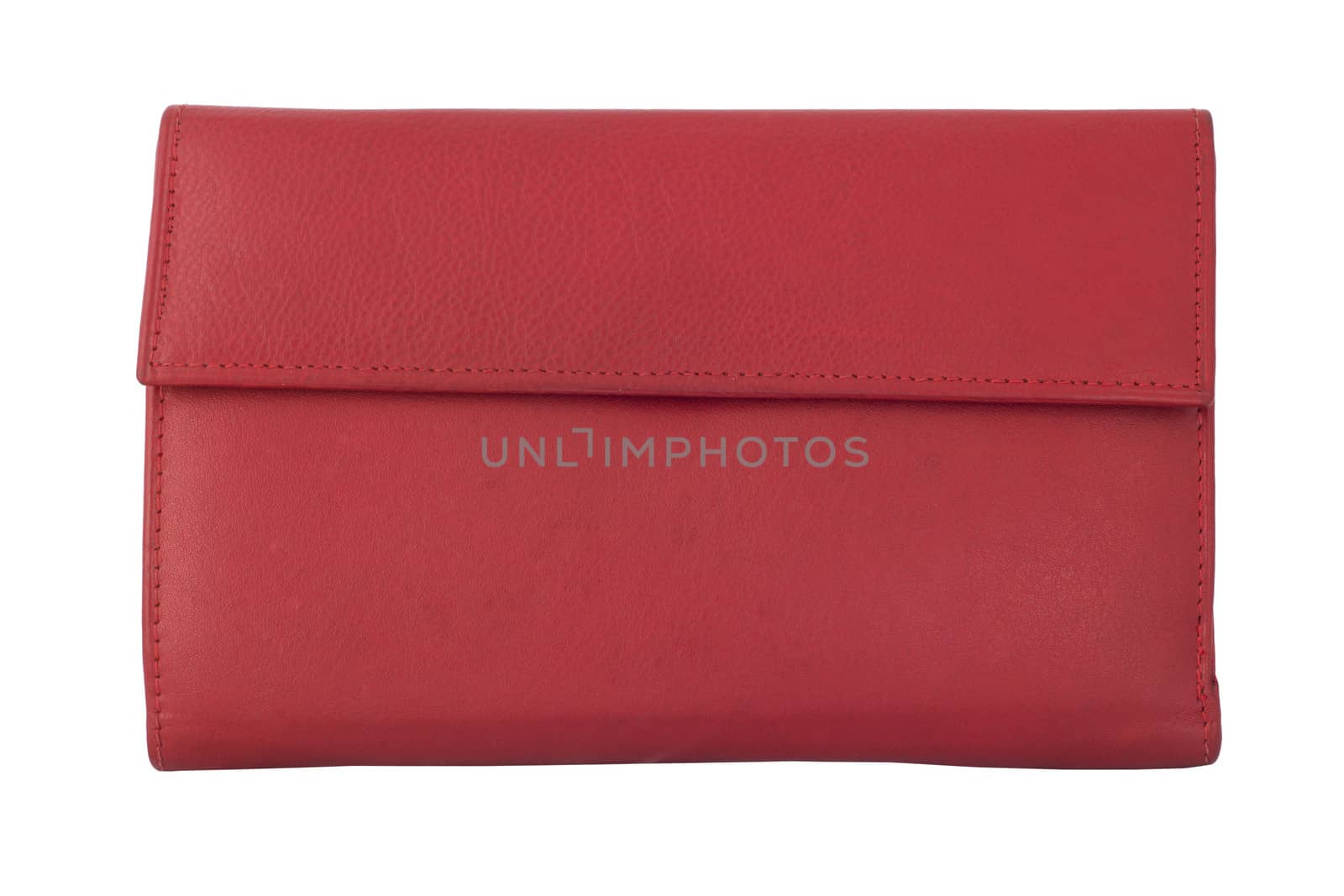 Women's leather wallet red. Isolated on white background