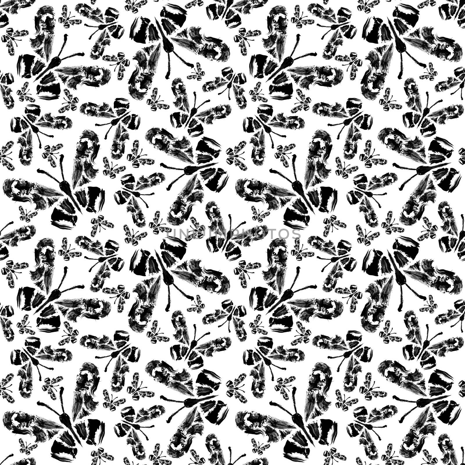 Abstract butterfly seamless pattern. Grunge splash draw paint