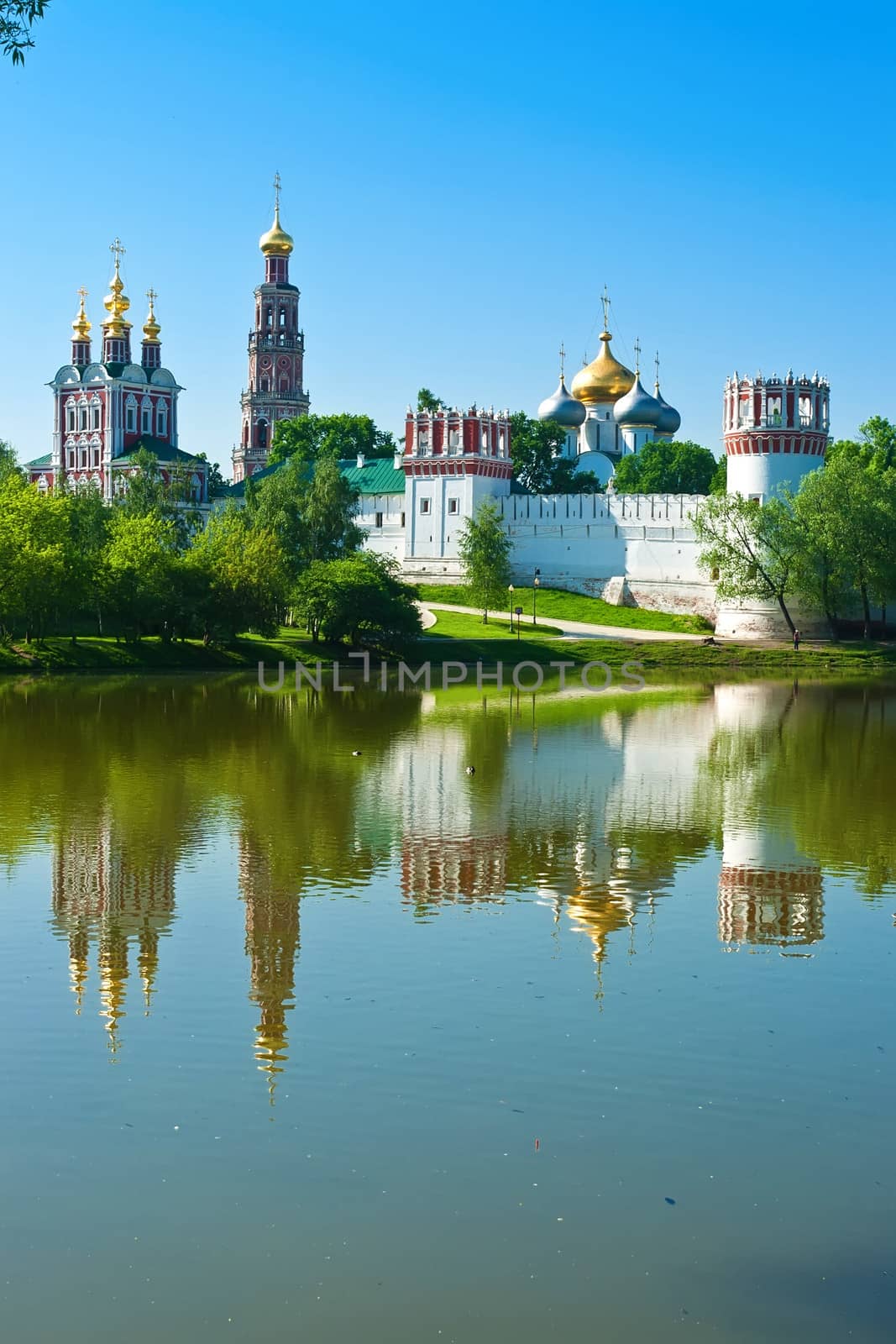 Beautiful view of Novodevichy Convent in Moscow, Russia