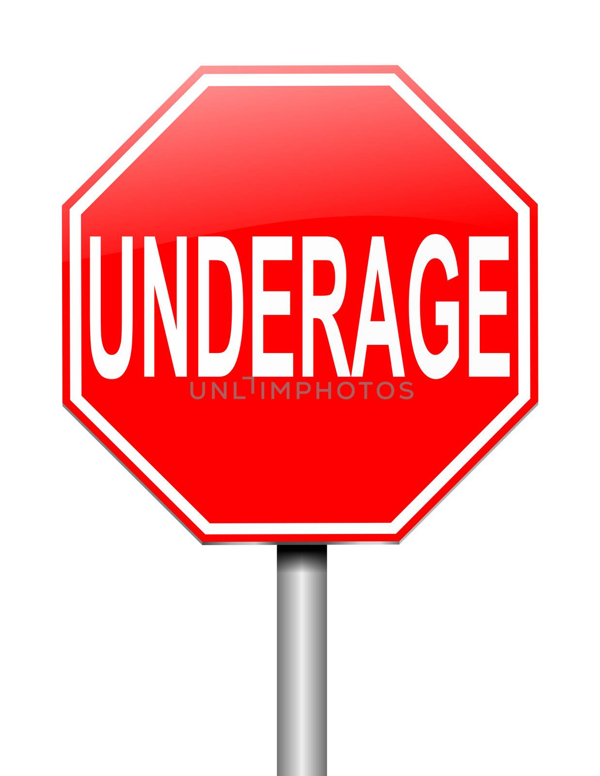 Illustration depicting a sign with an underage concept.