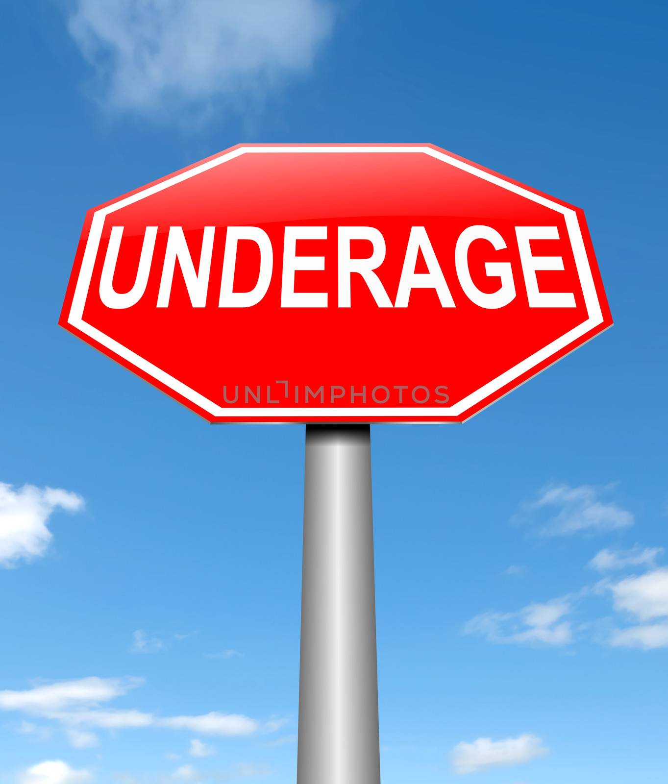 Illustration depicting a sign with an underage concept.