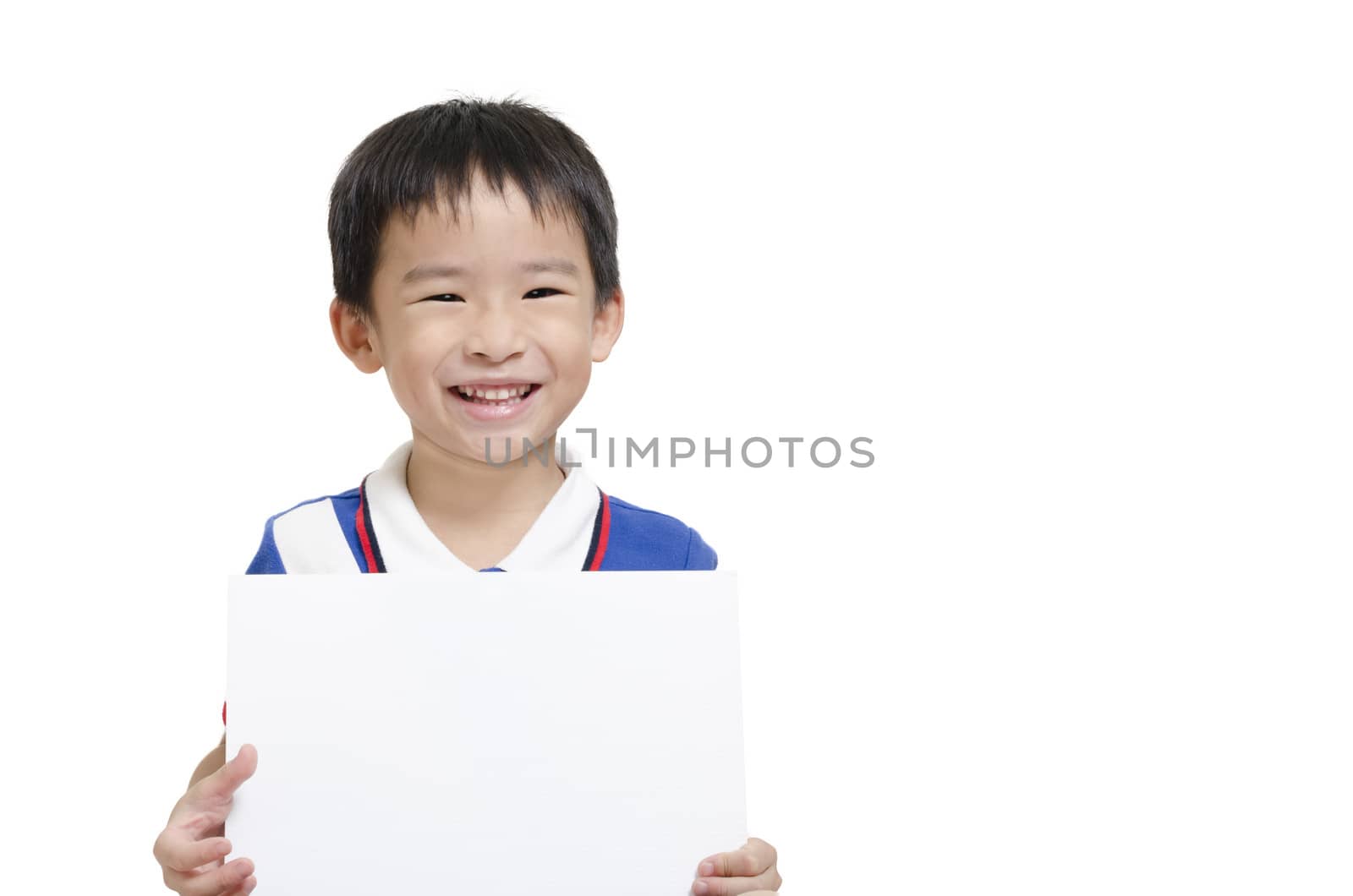 Smart boy with blank sheet paper