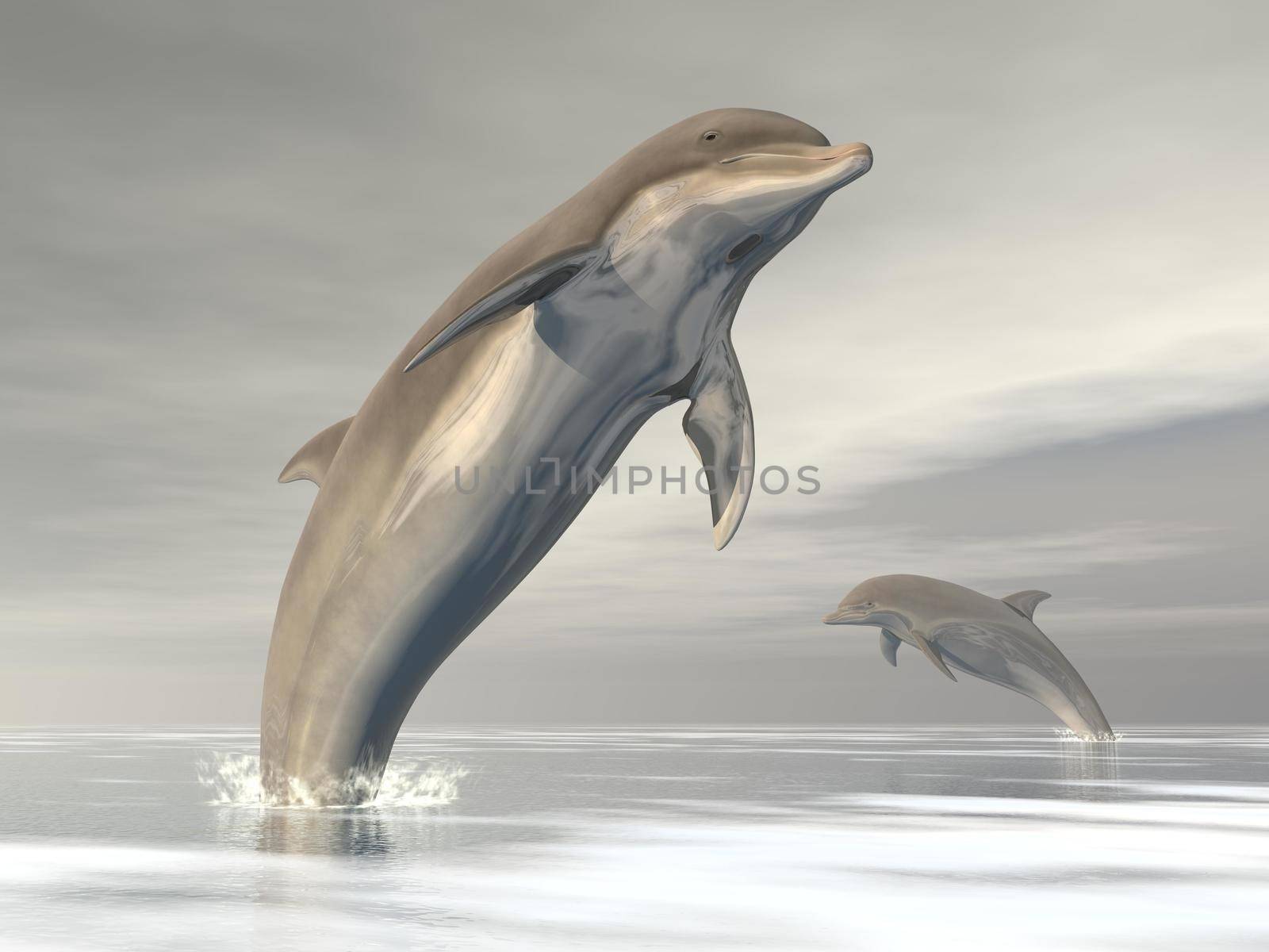 Freedom of the dolphins - 3D render by Elenaphotos21