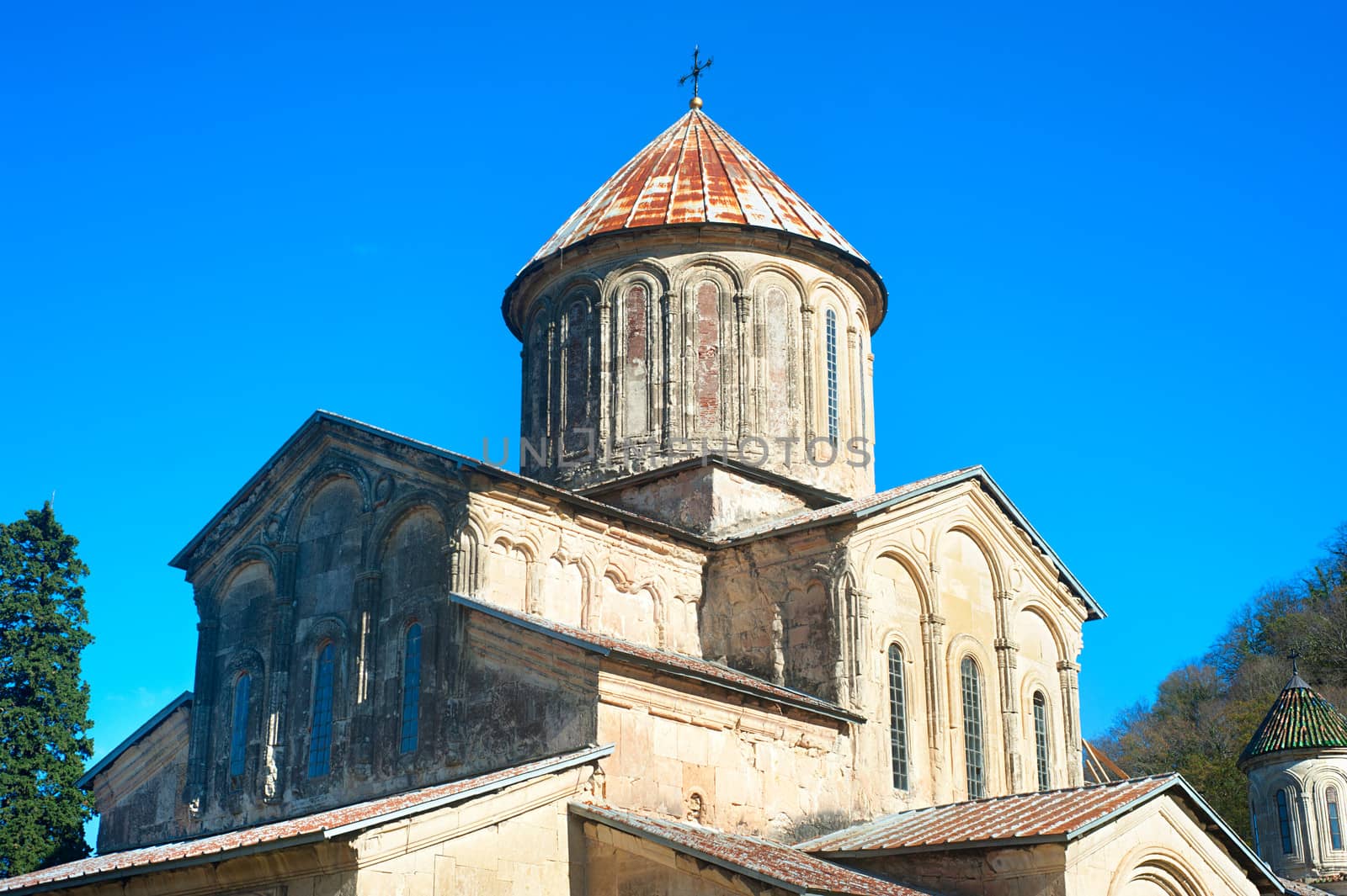 Gelati Monastery , Georgia. It contains the Church of the Virgin founded by the King of Georgia David the Builder in 1106, and the 13th-century churches of St George and St Nicholas.