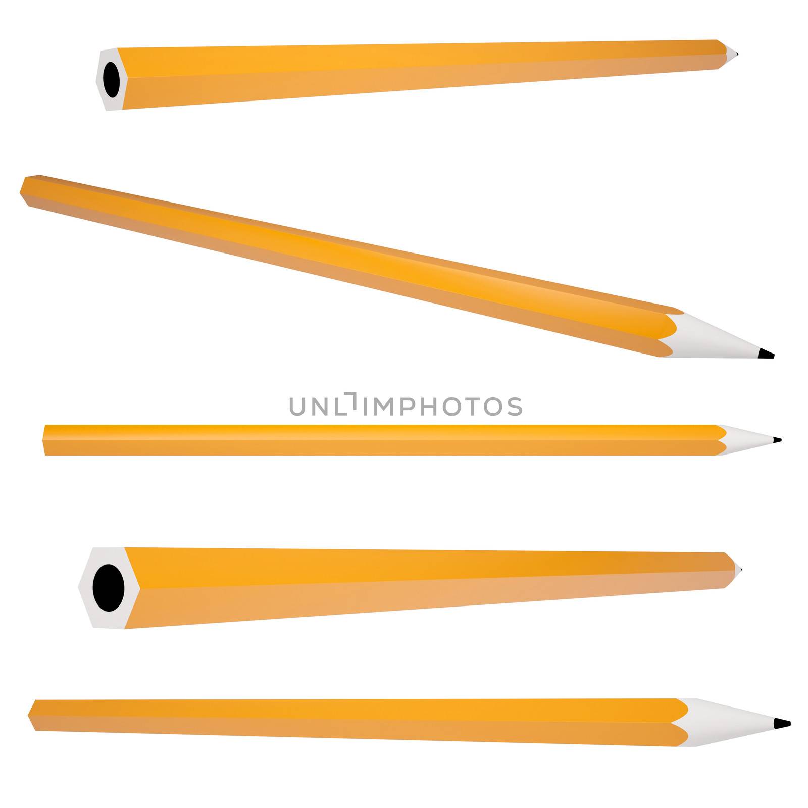 Orange office pencil. Isolated render on a white background